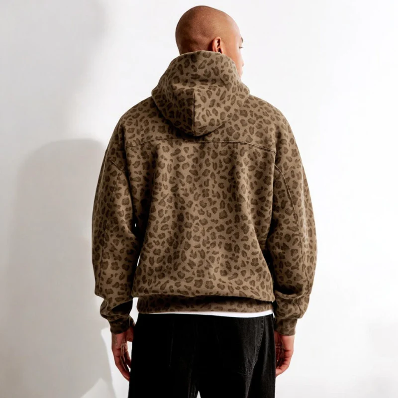 Tanit | Men's leopard print hoodie - stylish and casual for streetwear - Image 3