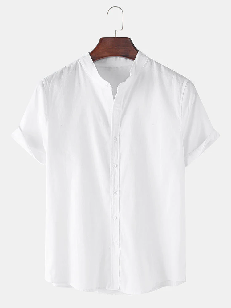 Tanner® | Linen Look Short Sleeve Shirt & Striped Print Swim Shorts - Image 2