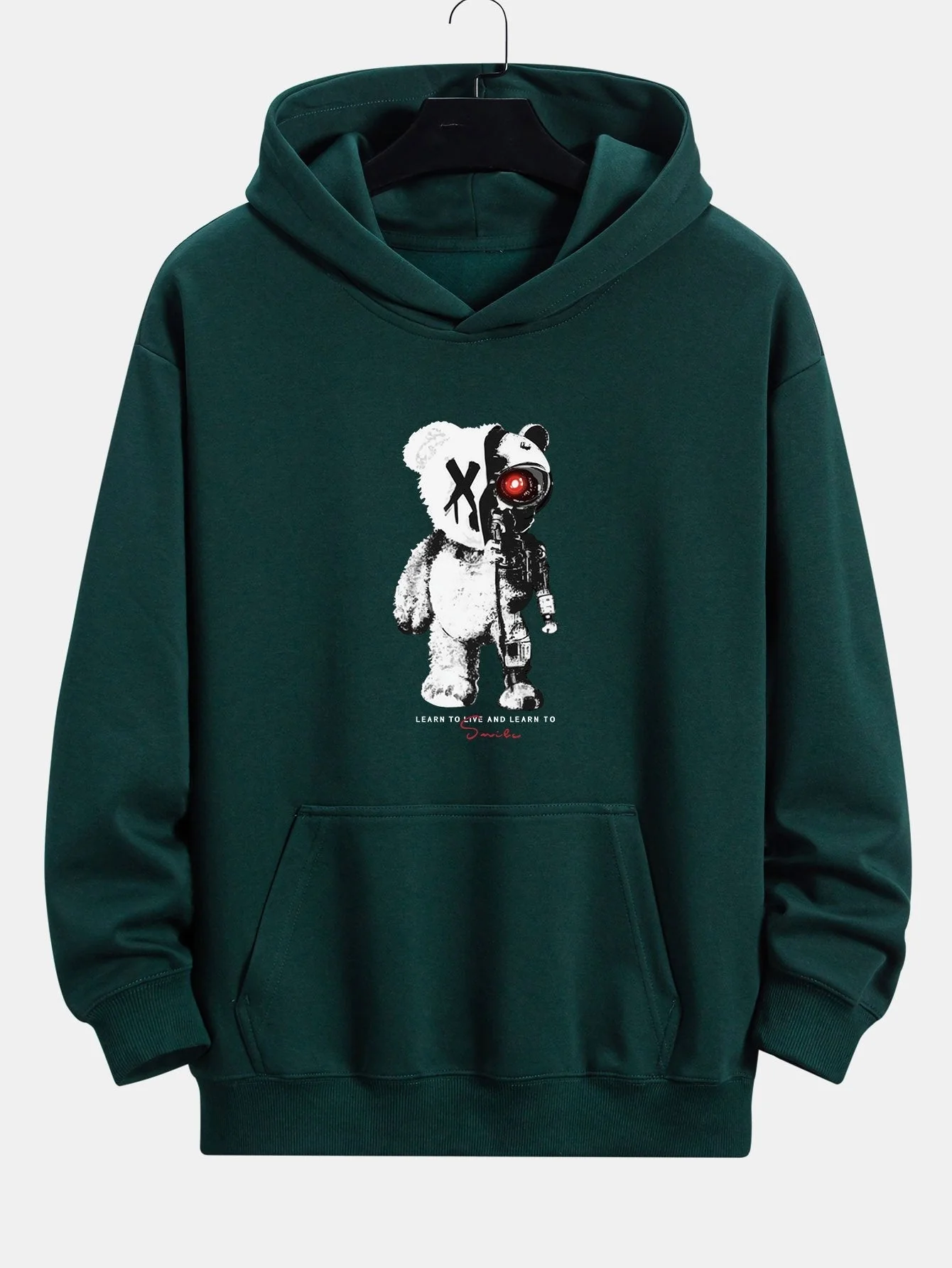 Tatum | Robot Bear Print Relax Fit Hoodie - Image 2