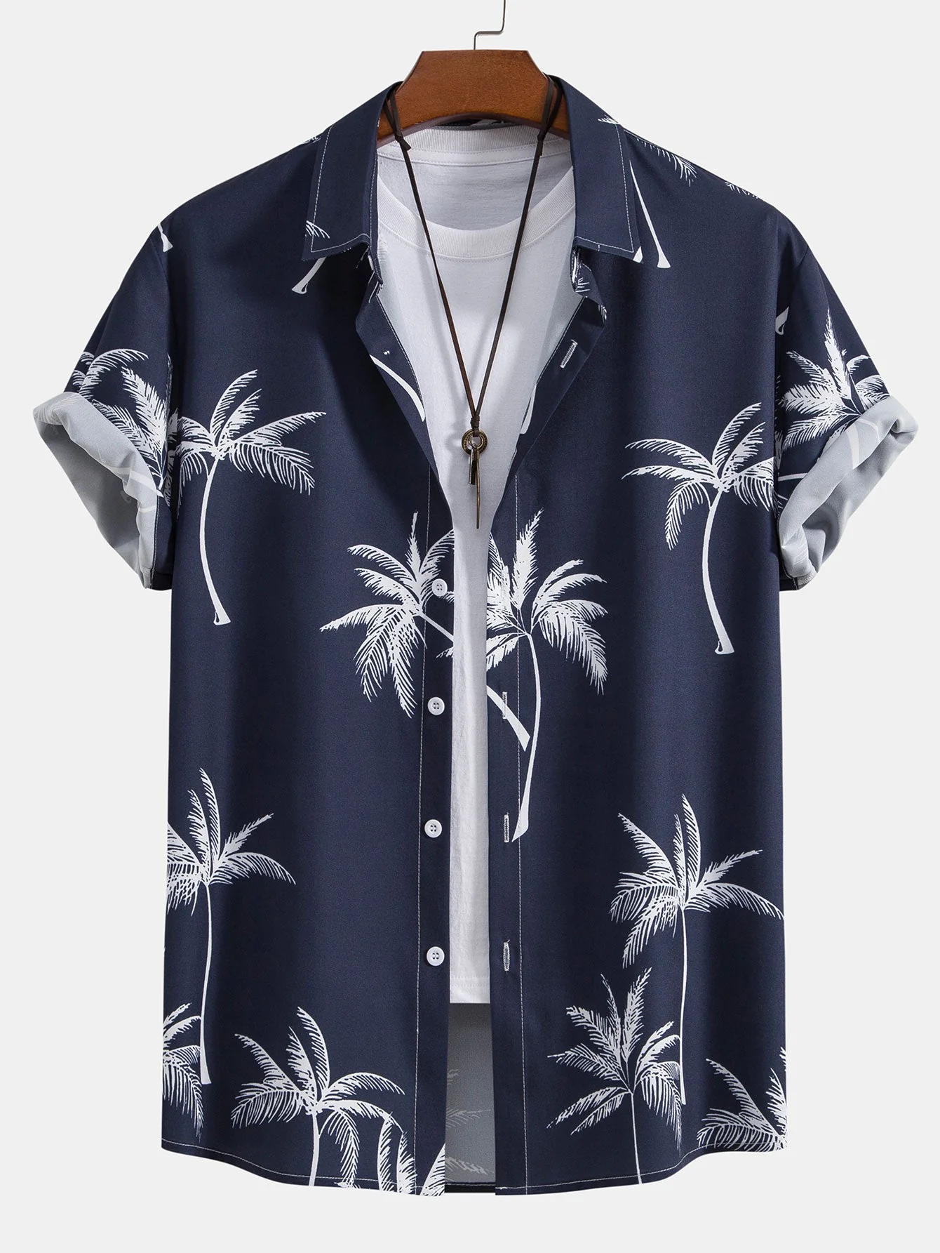 Taylor® | Palm Tree Print Button Up Shirt - Image 3