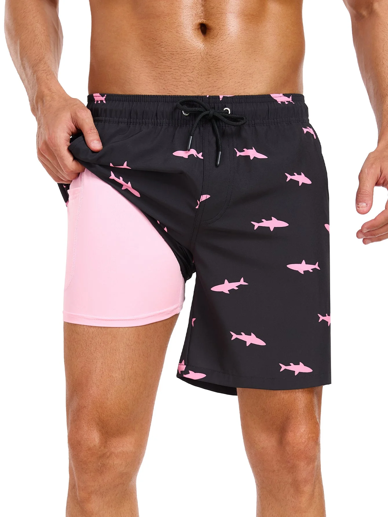 Ted® | Pink Shark Print Swim Shorts - Image 2