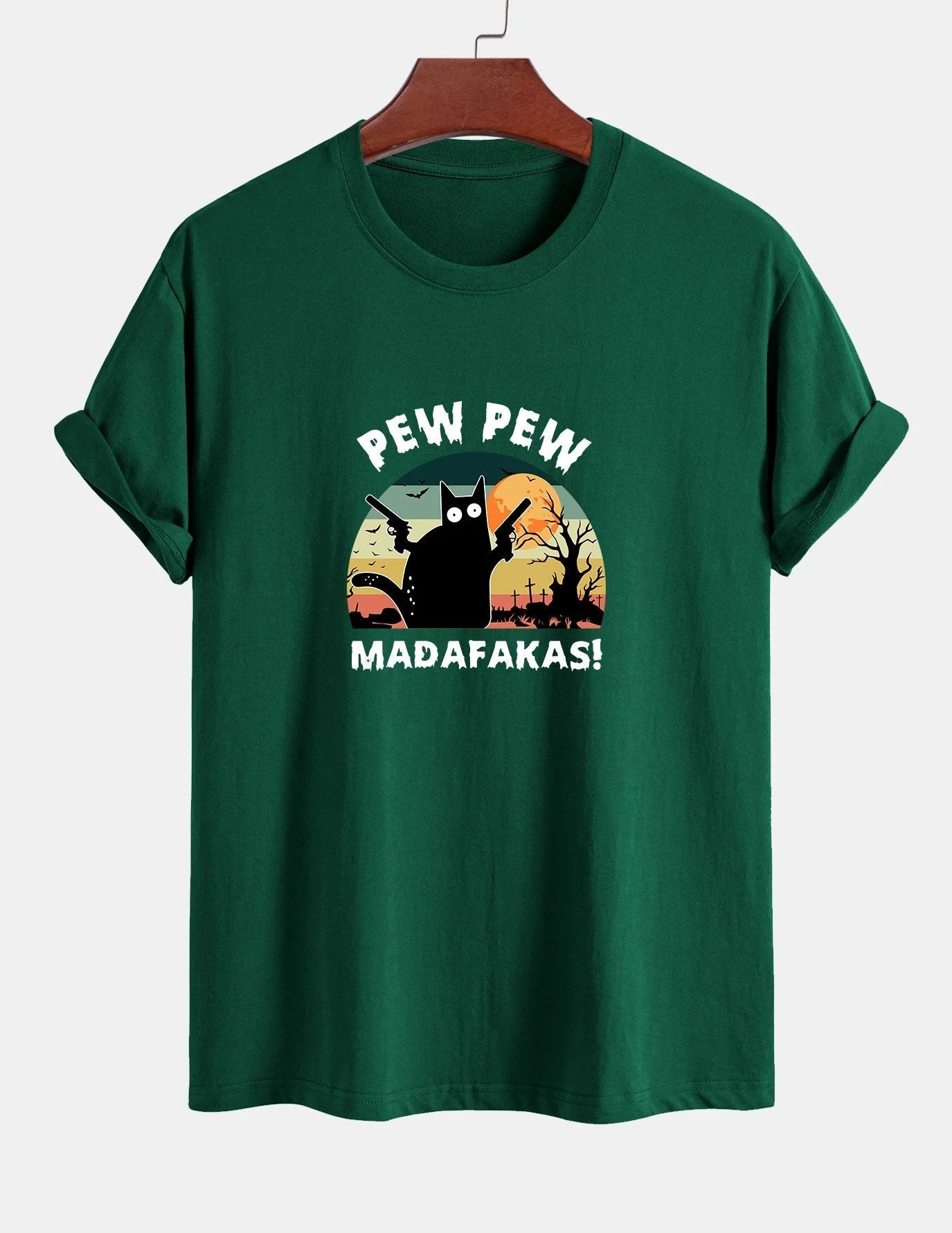 Telesforo® | Black Cat Print Cotton T-Shirt - Image 11