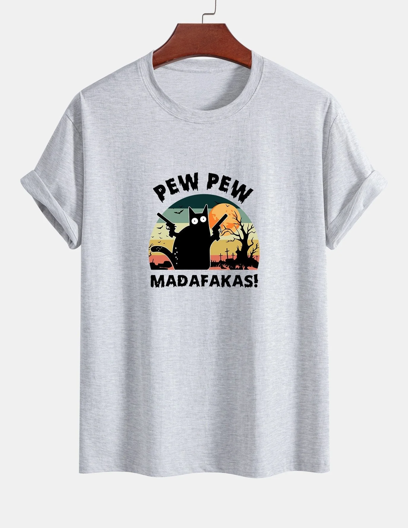 Telesforo® | Black Cat Print Cotton T-Shirt - Image 12
