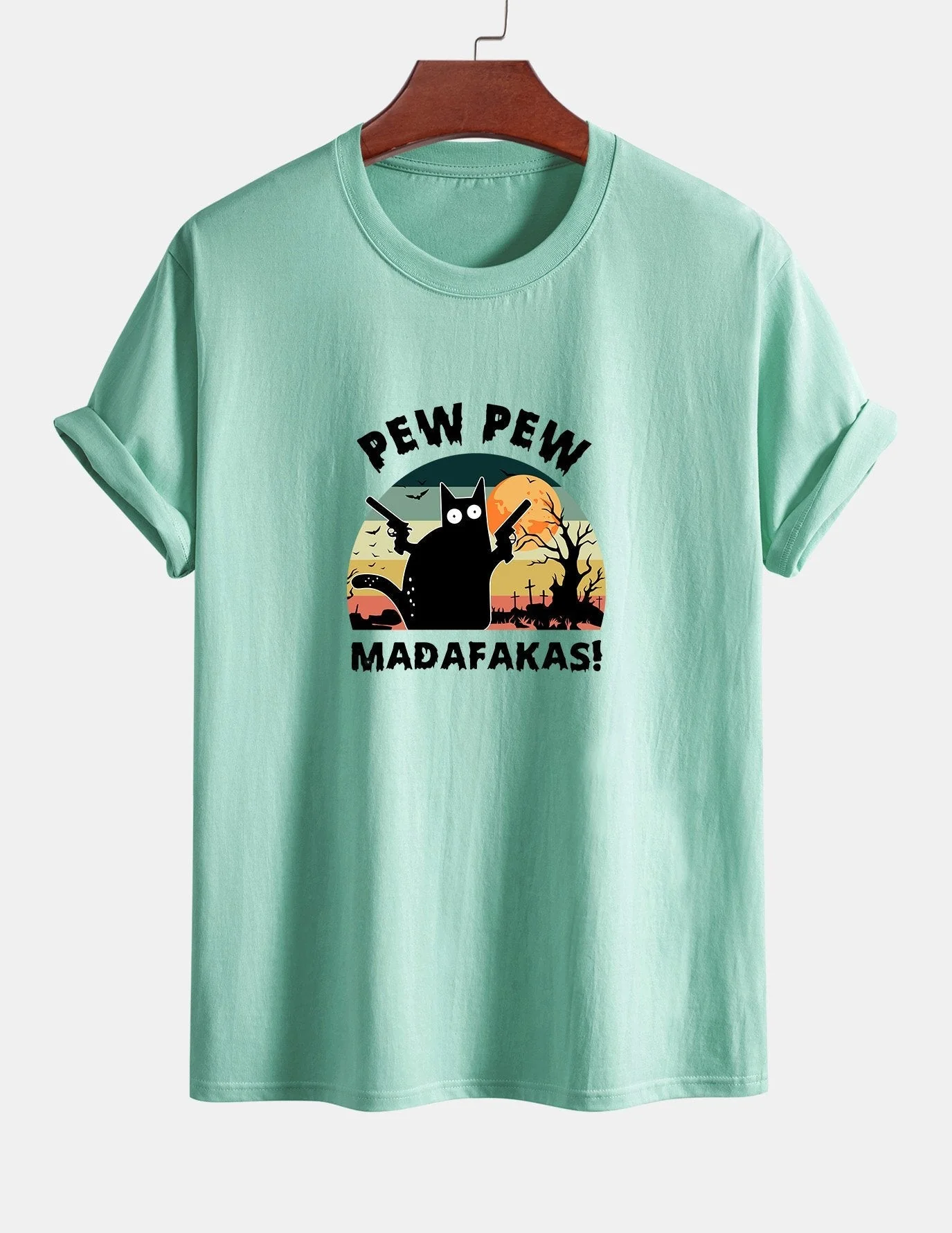 Telesforo® | Black Cat Print Cotton T-Shirt - Image 13