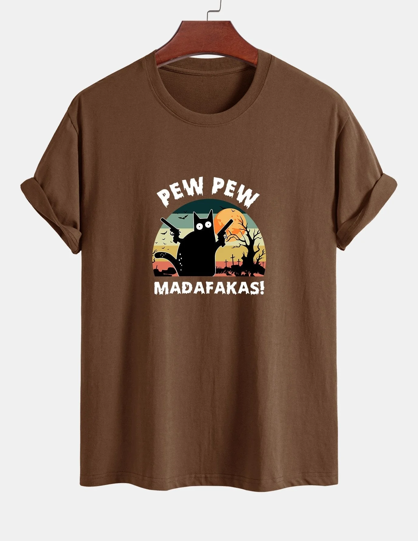 Telesforo® | Black Cat Print Cotton T-Shirt - Image 3