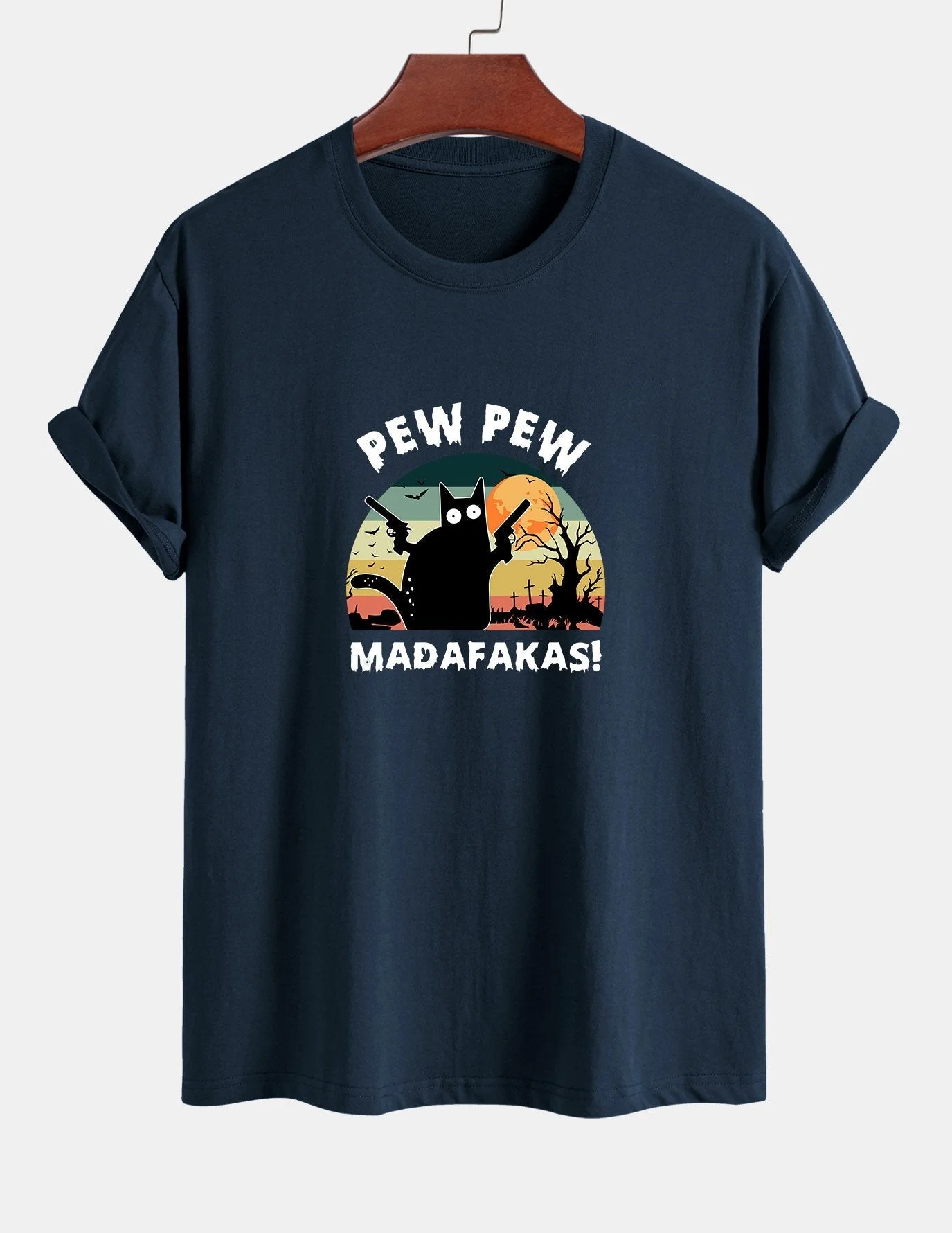 Telesforo® | Black Cat Print Cotton T-Shirt - Image 4