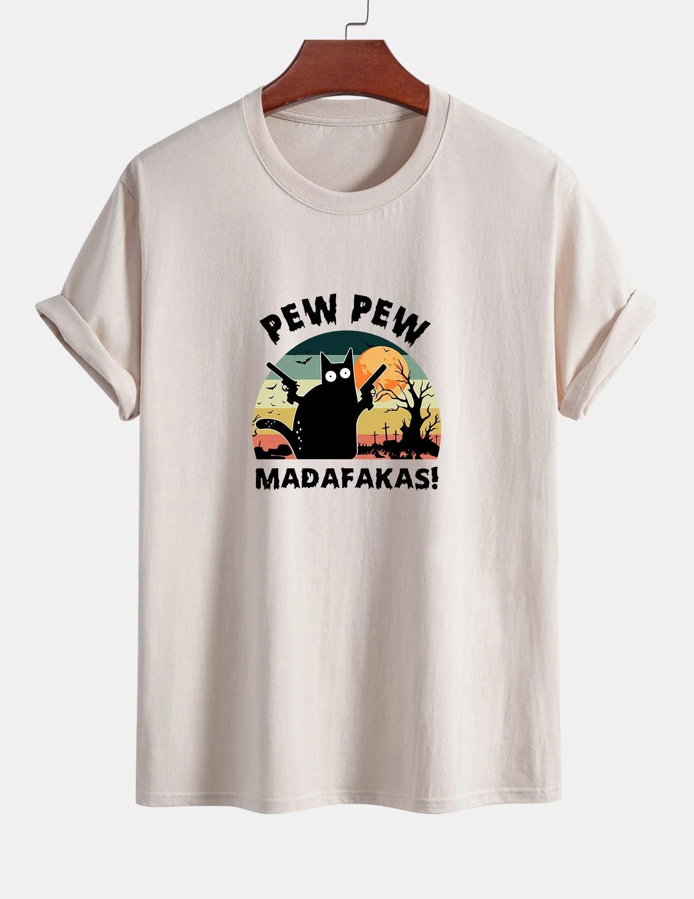 Telesforo® | Black Cat Print Cotton T-Shirt - Image 5