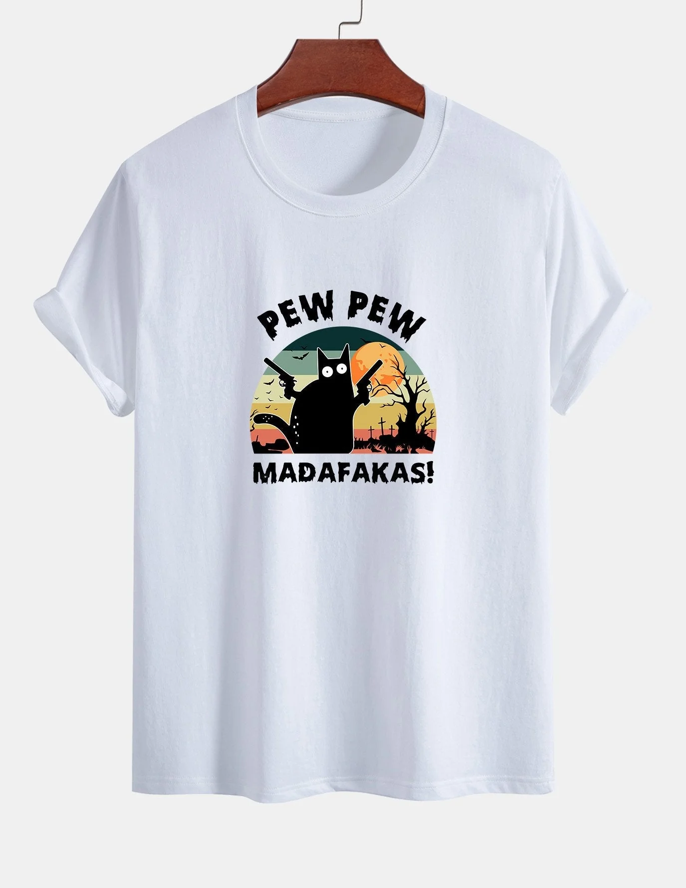 Telesforo® | Black Cat Print Cotton T-Shirt - Image 6