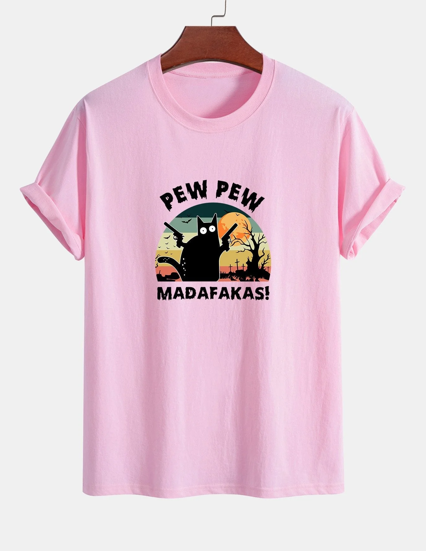 Telesforo® | Black Cat Print Cotton T-Shirt - Image 7