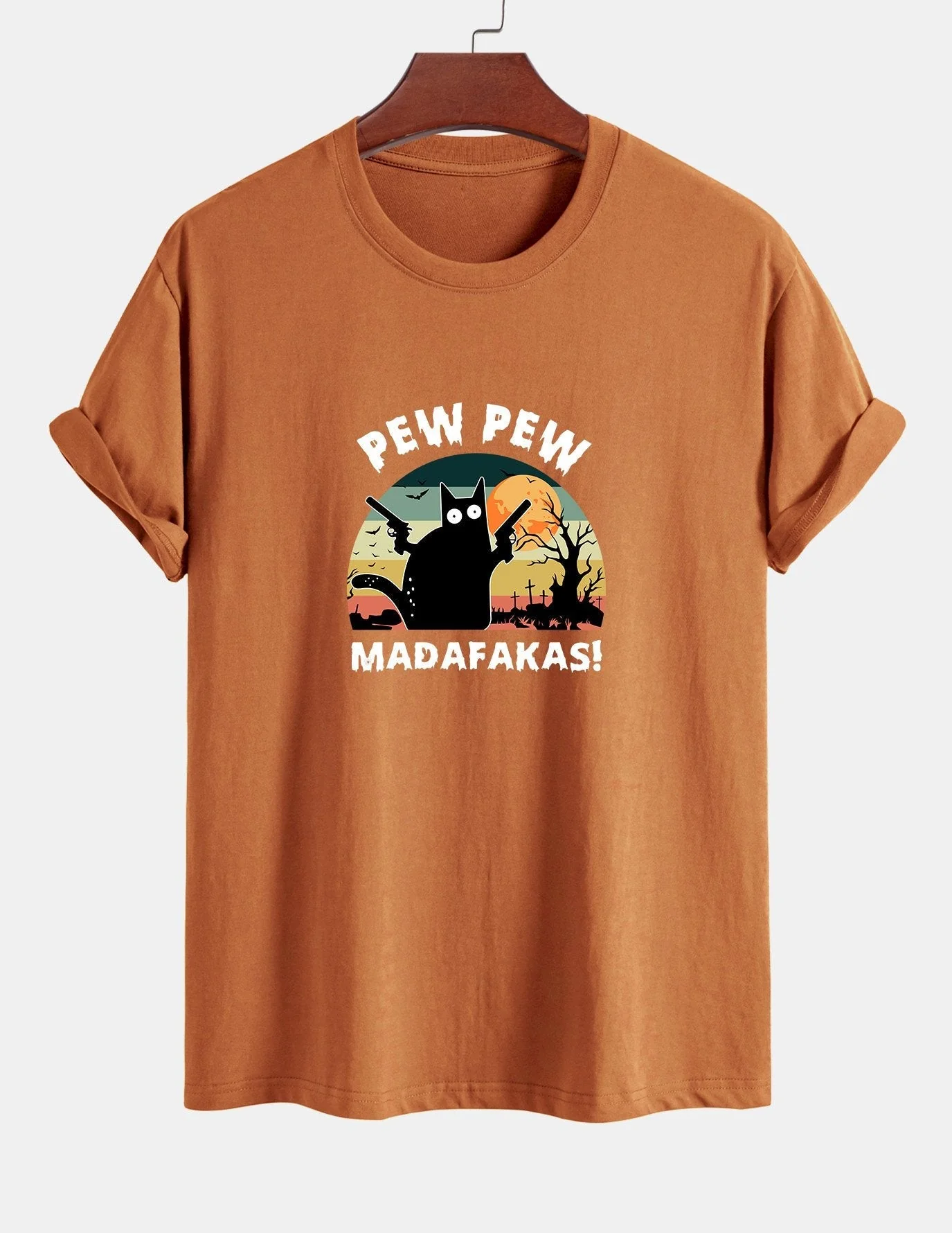 Telesforo® | Black Cat Print Cotton T-Shirt - Image 8