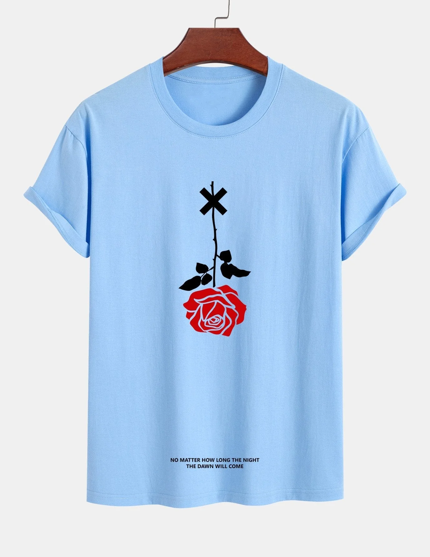 Teobaldo® | Inverted Rose Slogan Print Cotton T-Shirt - Image 15