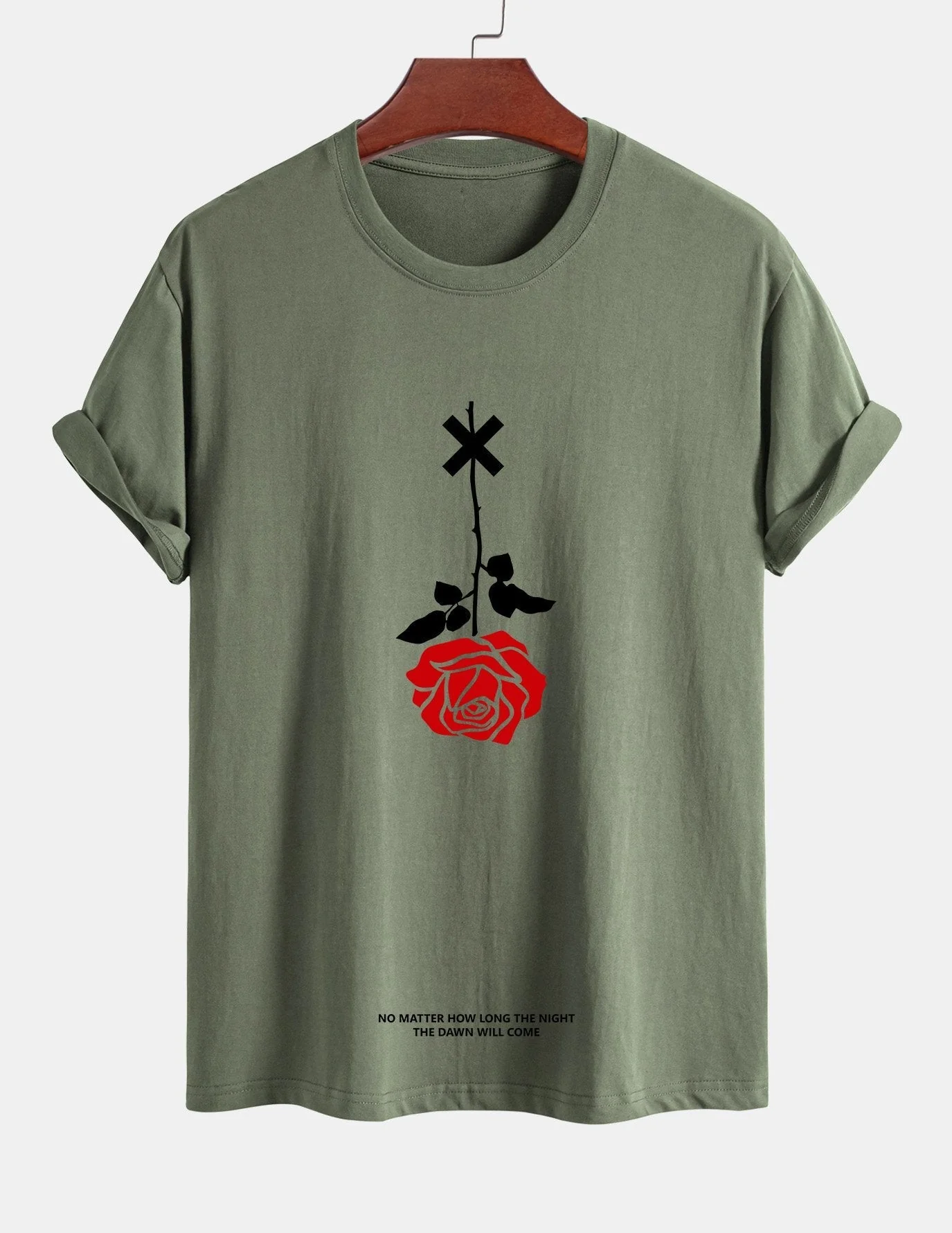 Teobaldo® | Inverted Rose Slogan Print Cotton T-Shirt - Image 16