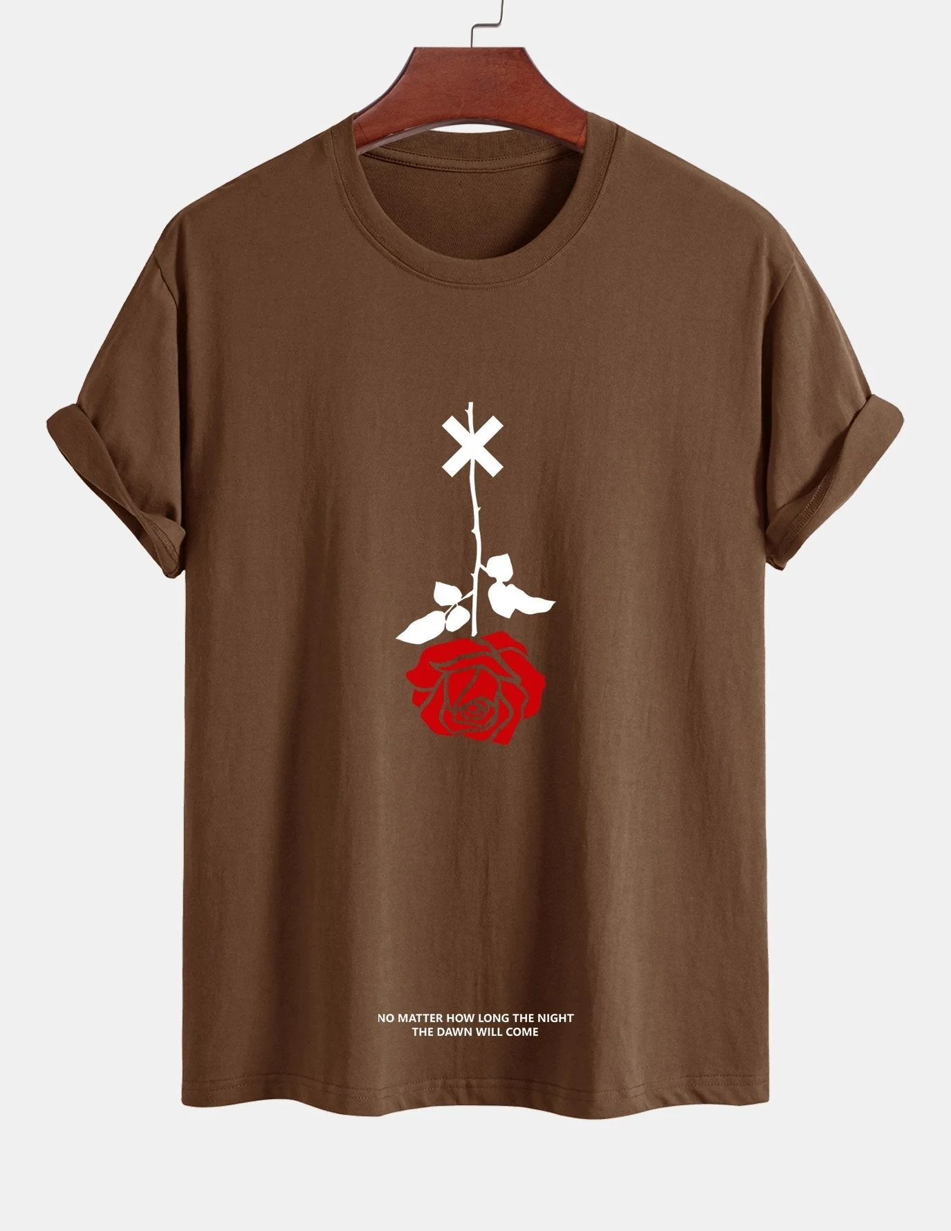 Teobaldo® | Inverted Rose Slogan Print Cotton T-Shirt - Image 5