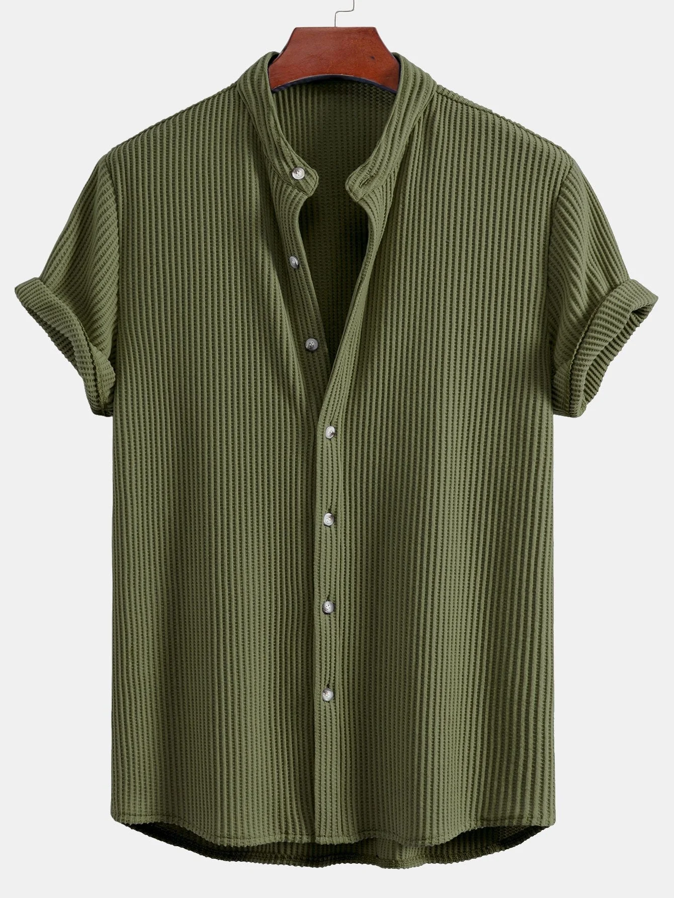 Teodoro® | Waffle Stand Collar Shirt - Image 7