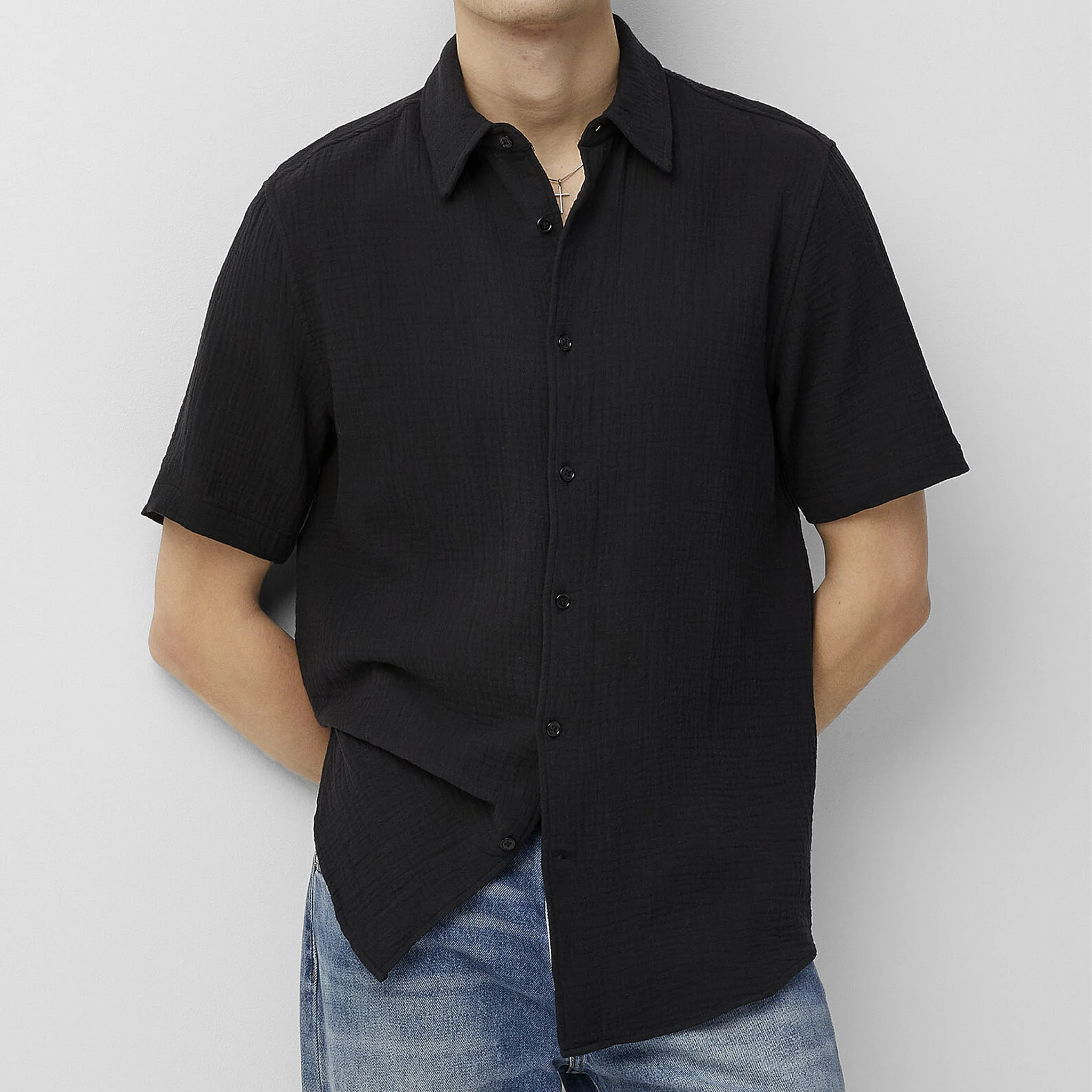 Terrance | Men'S Spring And Summer Casual Pleated Cotton Blended Short Sleeve Shirt - Image 4