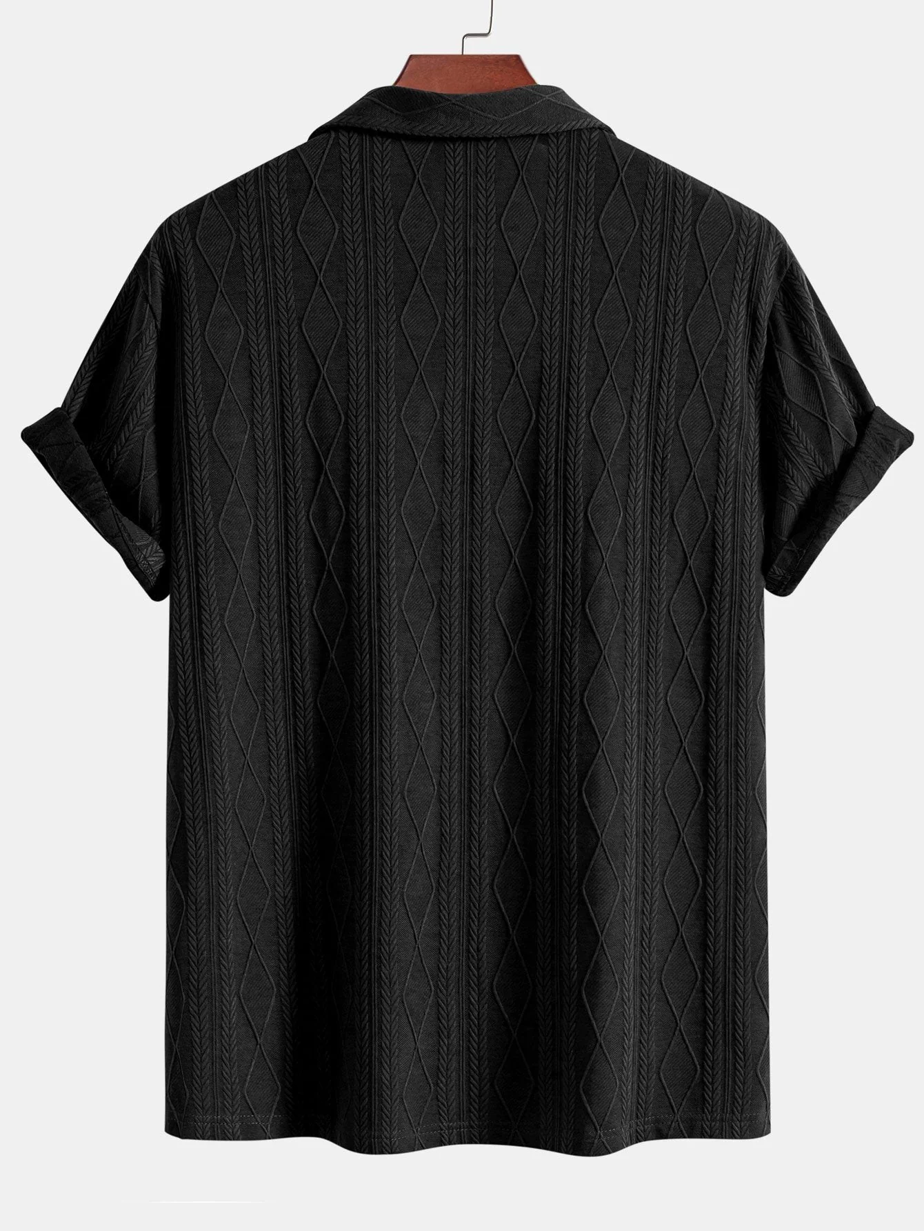 Terrence® | Knitted Geometric Rhombus Jacquard Cuban Shirt - Image 6