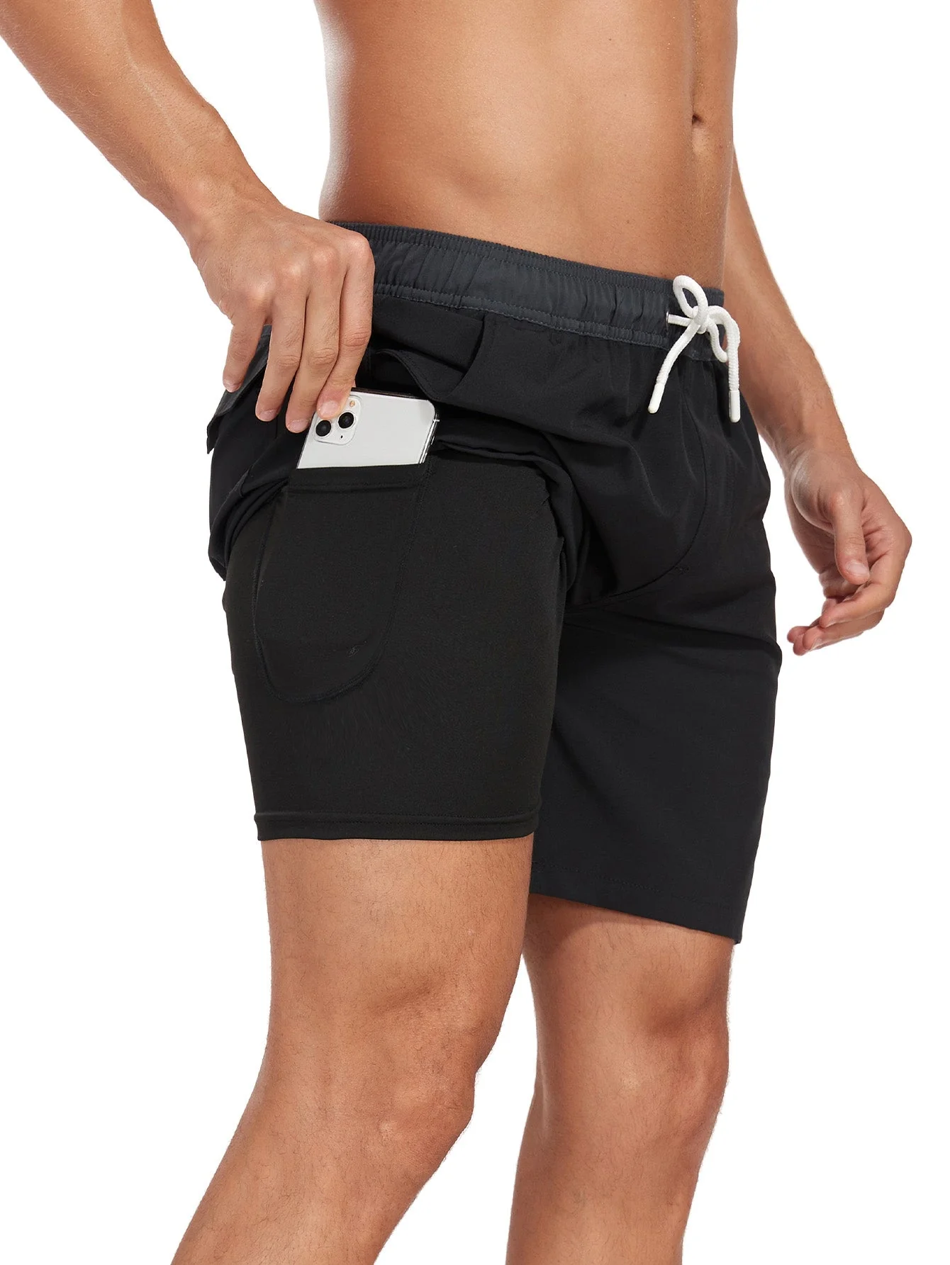 Terrence® | Solid Color Drawstring Swim Shorts With Pocket - Image 17