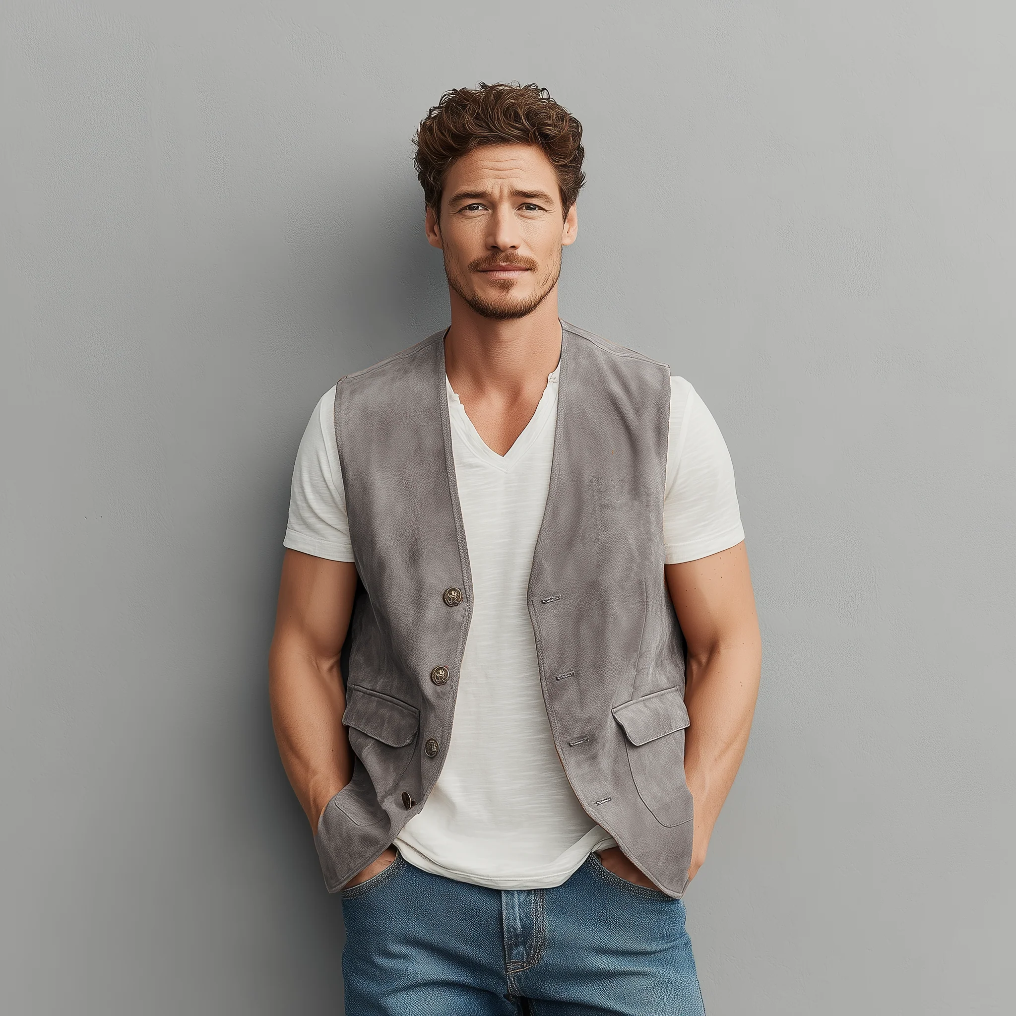 Thad | Men'S Spring And Summer Casual Thin Suede Metal Button Vest - Image 3