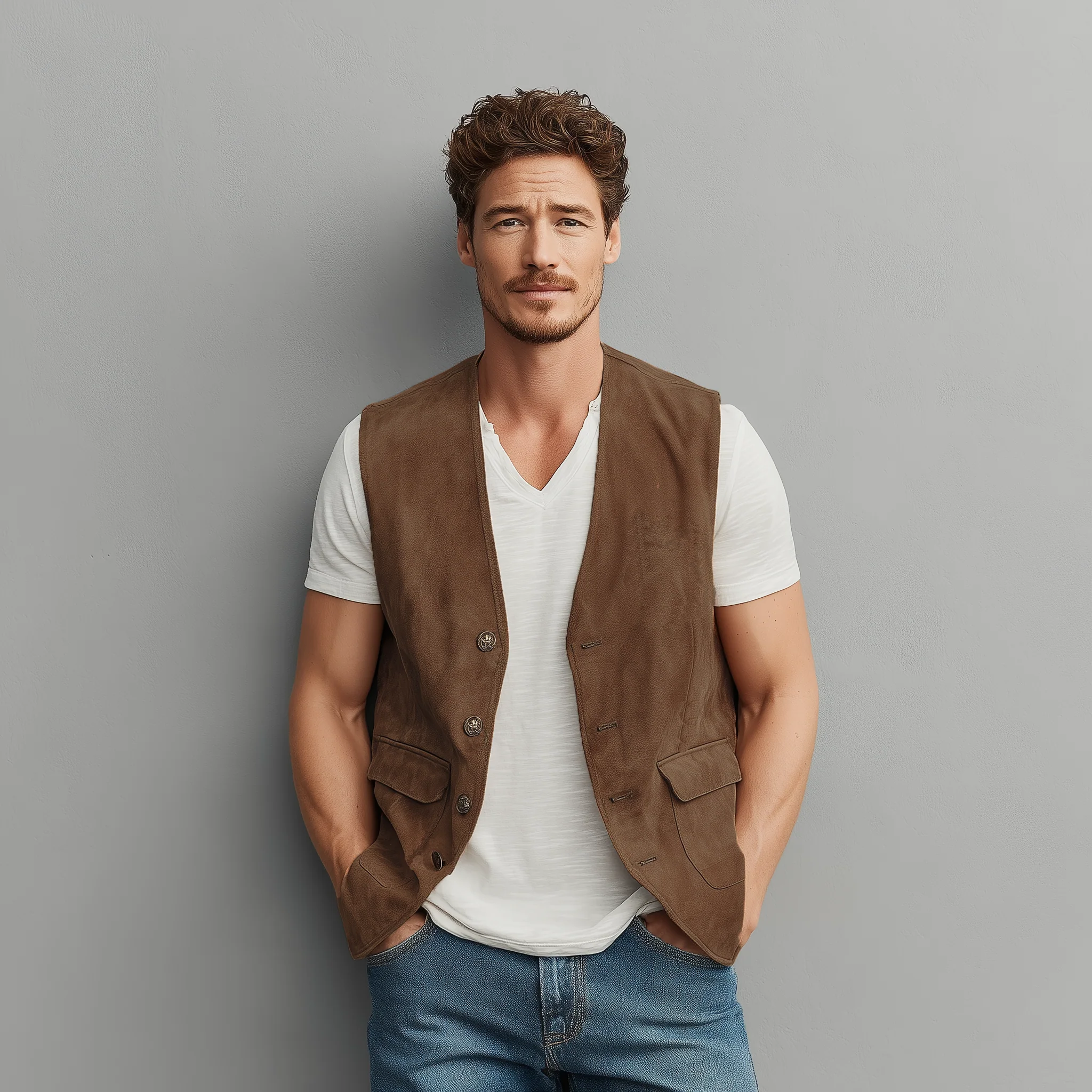 Thad | Men'S Spring And Summer Casual Thin Suede Metal Button Vest - Image 4