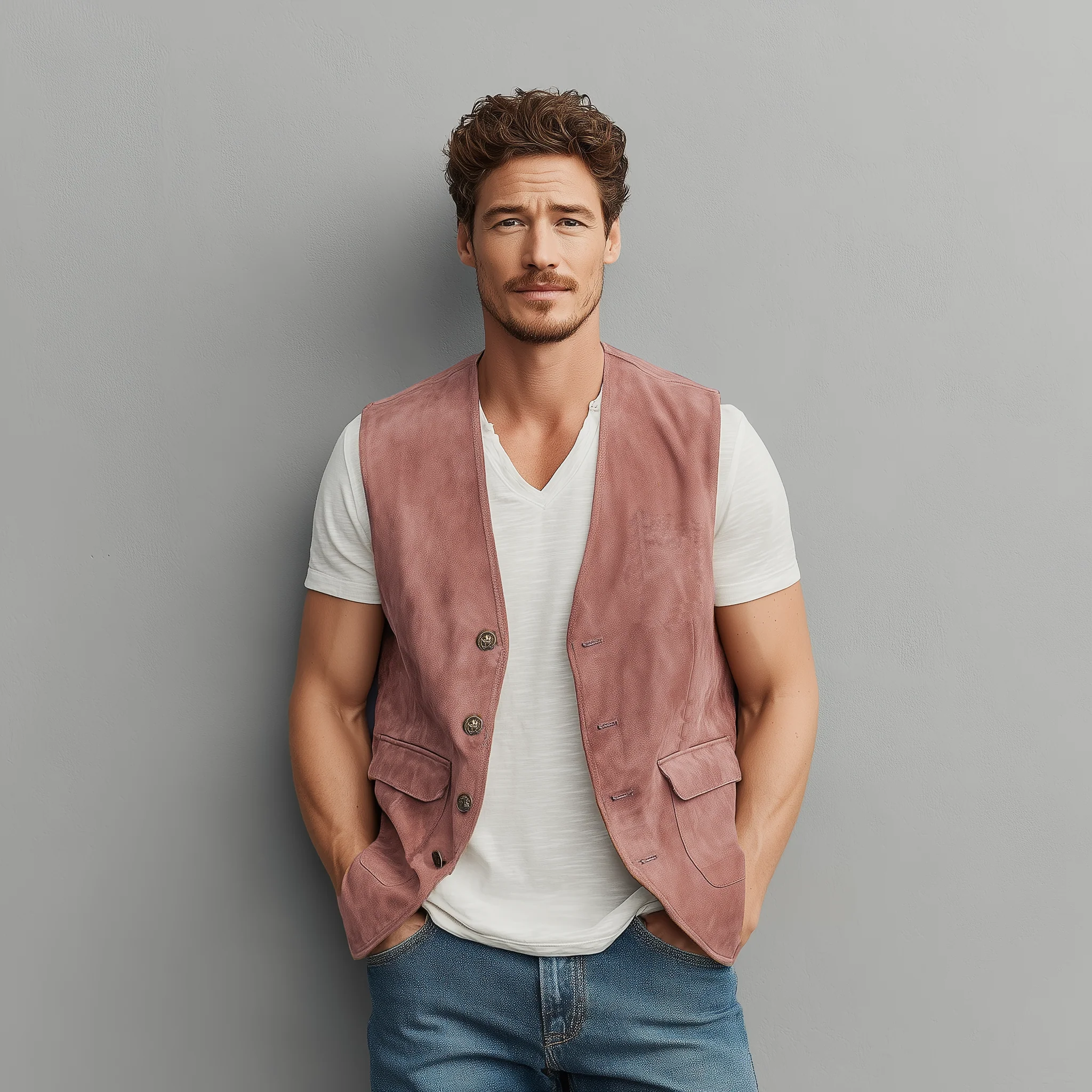 Thad | Men'S Spring And Summer Casual Thin Suede Metal Button Vest - Image 5
