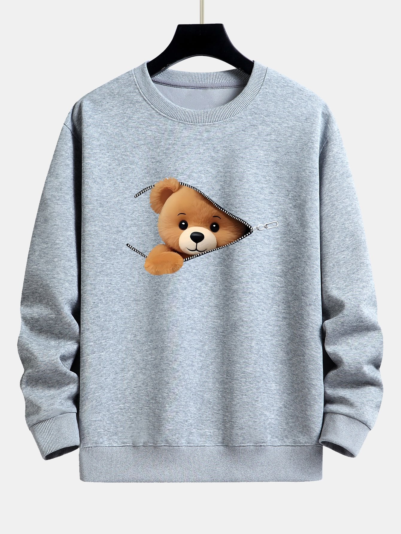 Theodore® | Zipper Bear Print Relax Fit Sweatshirt - Image 5