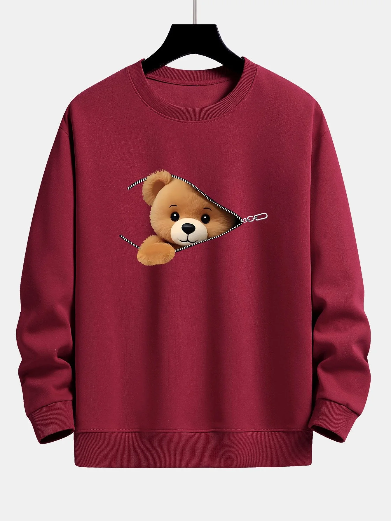 Theodore® | Zipper Bear Print Relax Fit Sweatshirt - Image 7