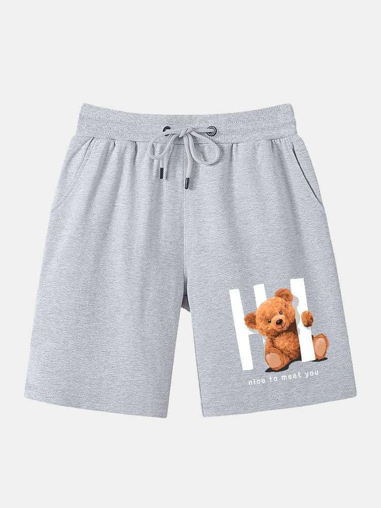 Theophilus | Slogan Bear Print Mid Length Shorts - Image 3