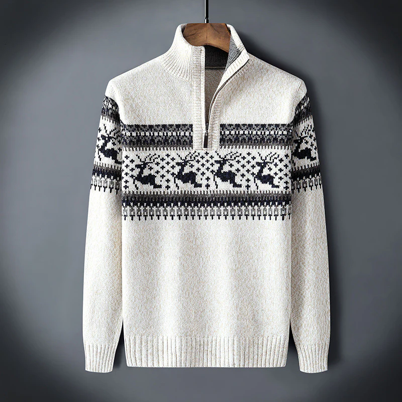 Thiago® | Nordic Reindeer Quarter-Zip Sweater - Image 2