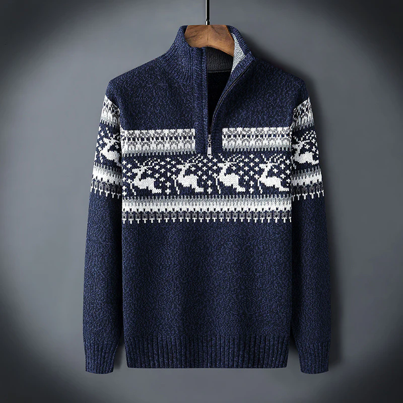 Thiago® | Nordic Reindeer Quarter-Zip Sweater - Image 4