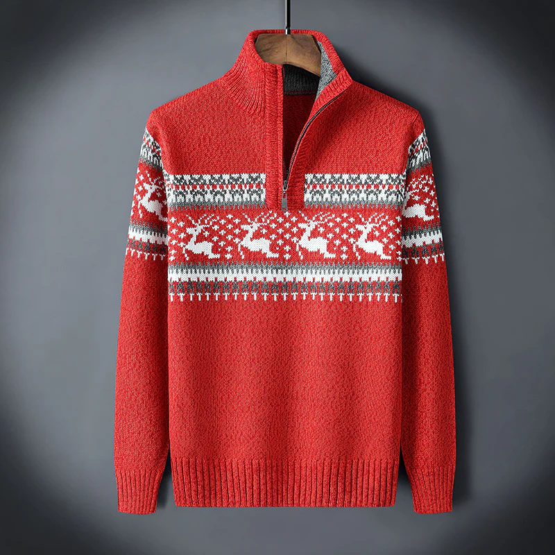 Thiago® | Nordic Reindeer Quarter-Zip Sweater - Image 5