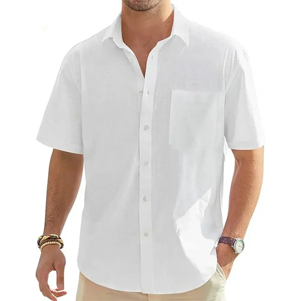 Thomas | Cotton Linen Short-Sleeved Shirt - Image 4