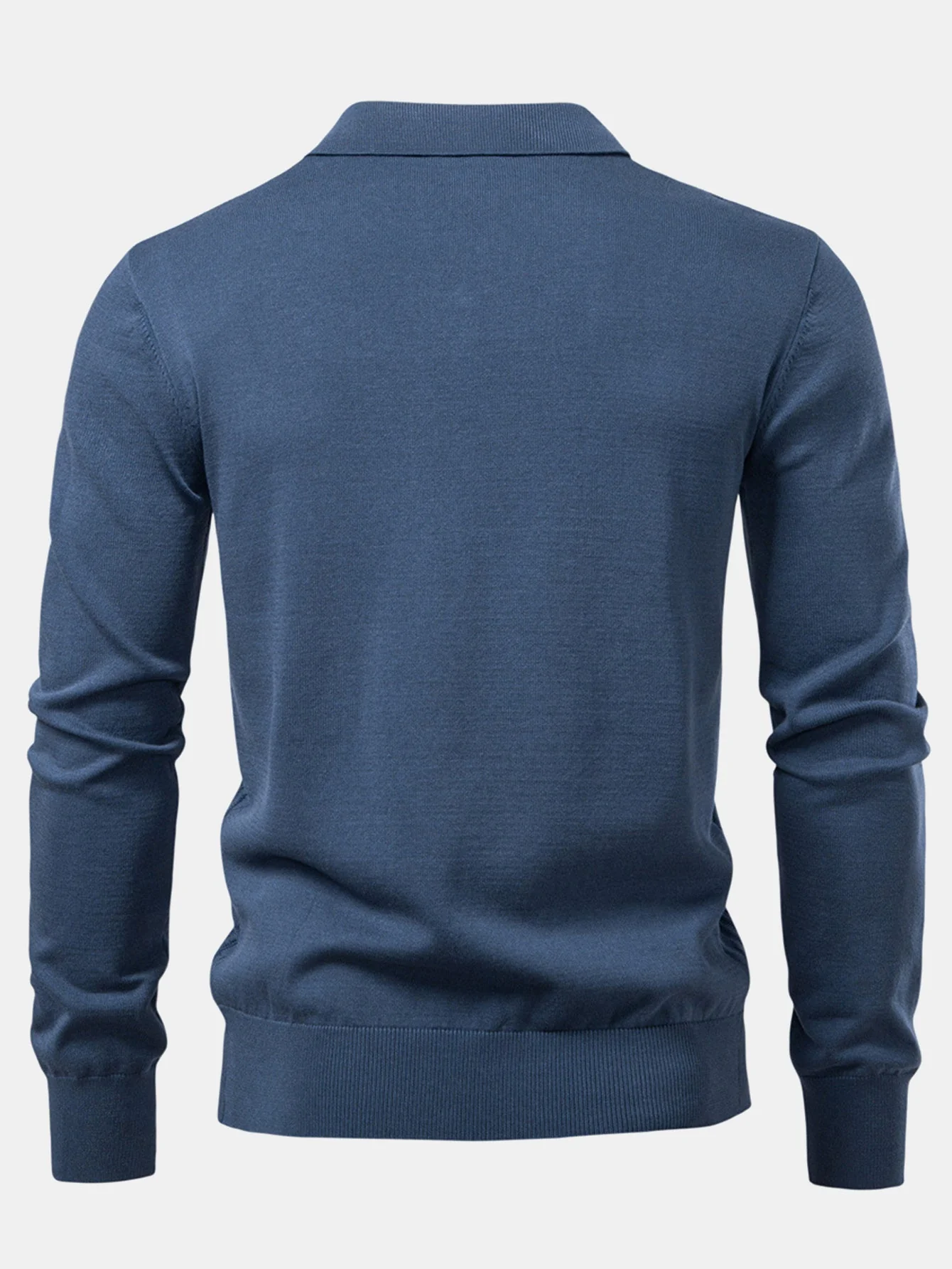 Thomas | Long Sleeve V-Neck Knit Polo Shirt - Image 10