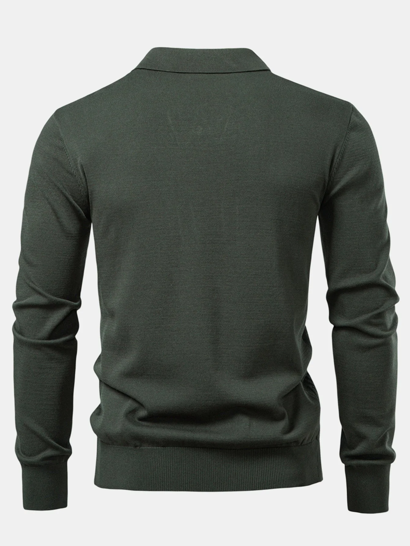 Thomas | Long Sleeve V-Neck Knit Polo Shirt - Image 6