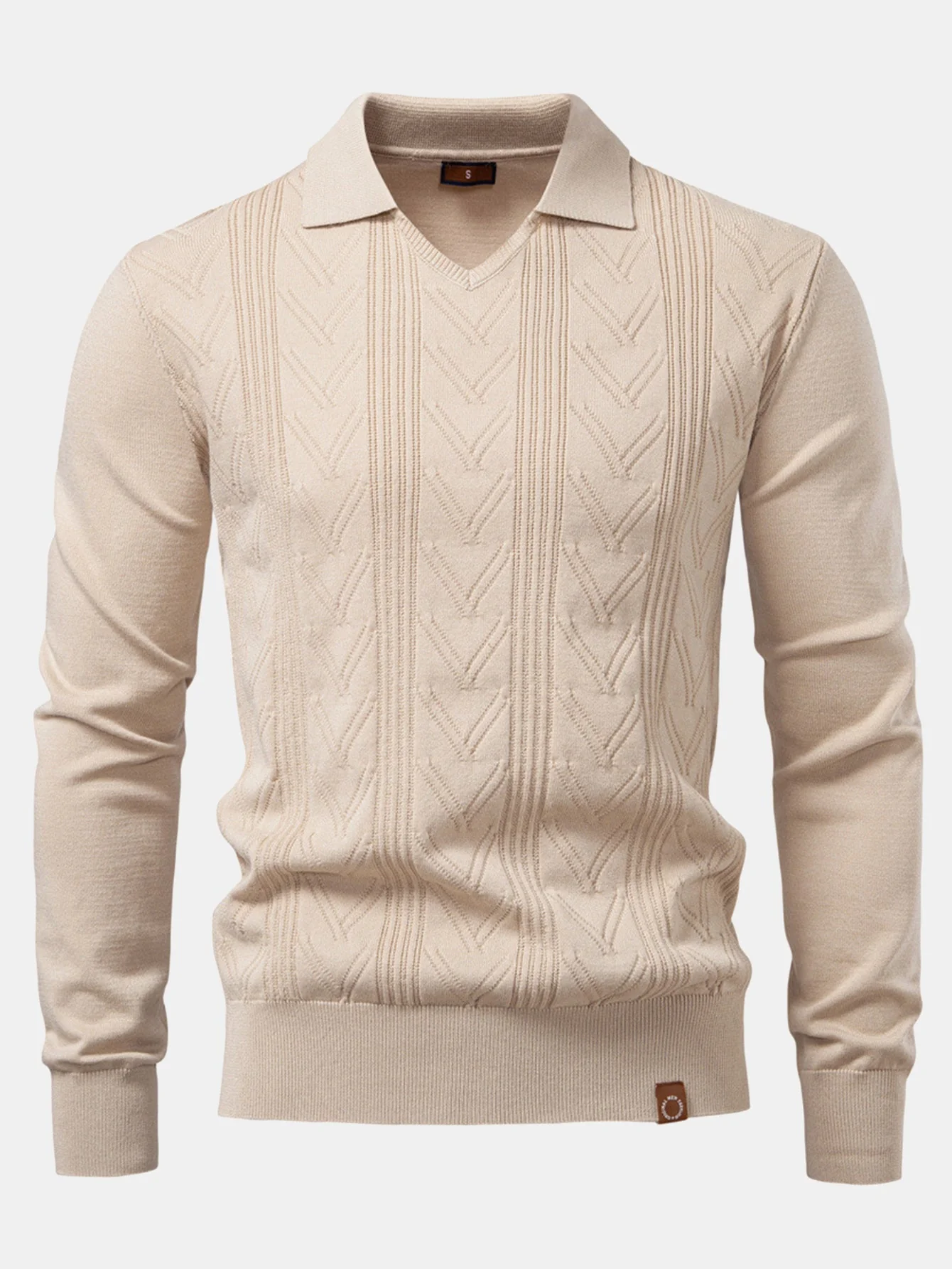 Thomas | Long Sleeve V-Neck Knit Polo Shirt - Image 7