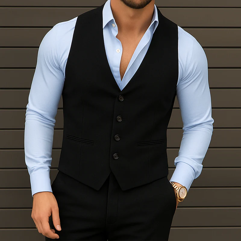 Thomas | Men'S Vintage Casual Solid Suede Vest - Image 2