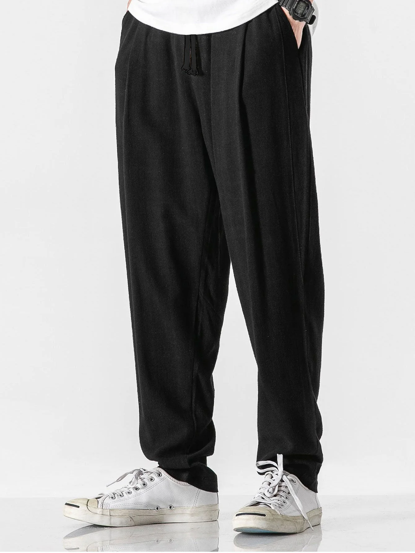 Timothy® | Relax Fit Linen And Cotton Blend Harem Pants - Image 4