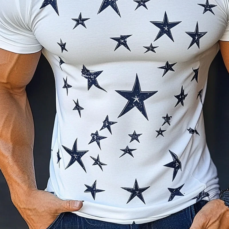 Timothy | Men'S Star Print Tough Round Neck Short Sleeve T-Shirt - Image 3