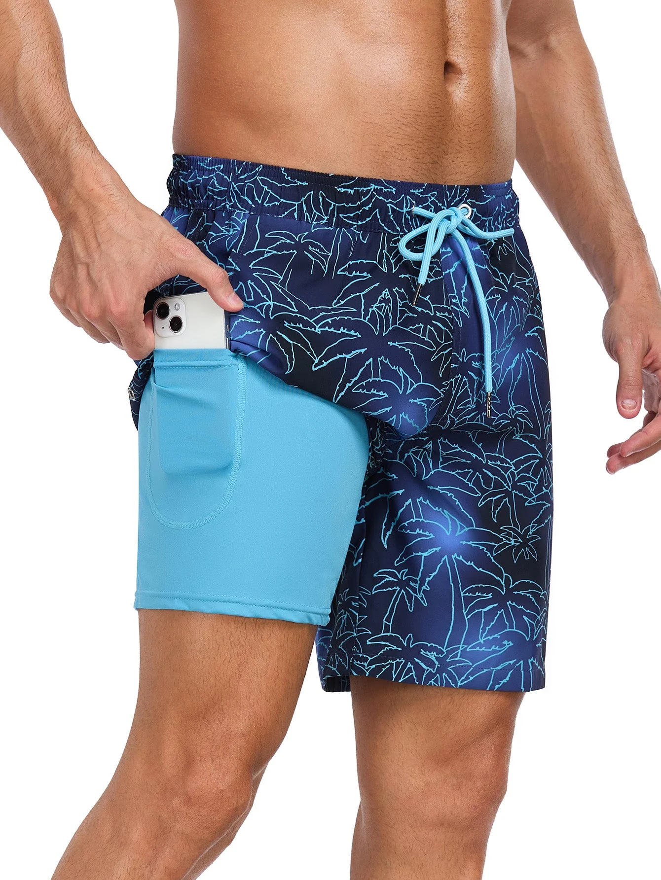 Tobías® | 2 In 1 Palm Tree Print Swim Shorts