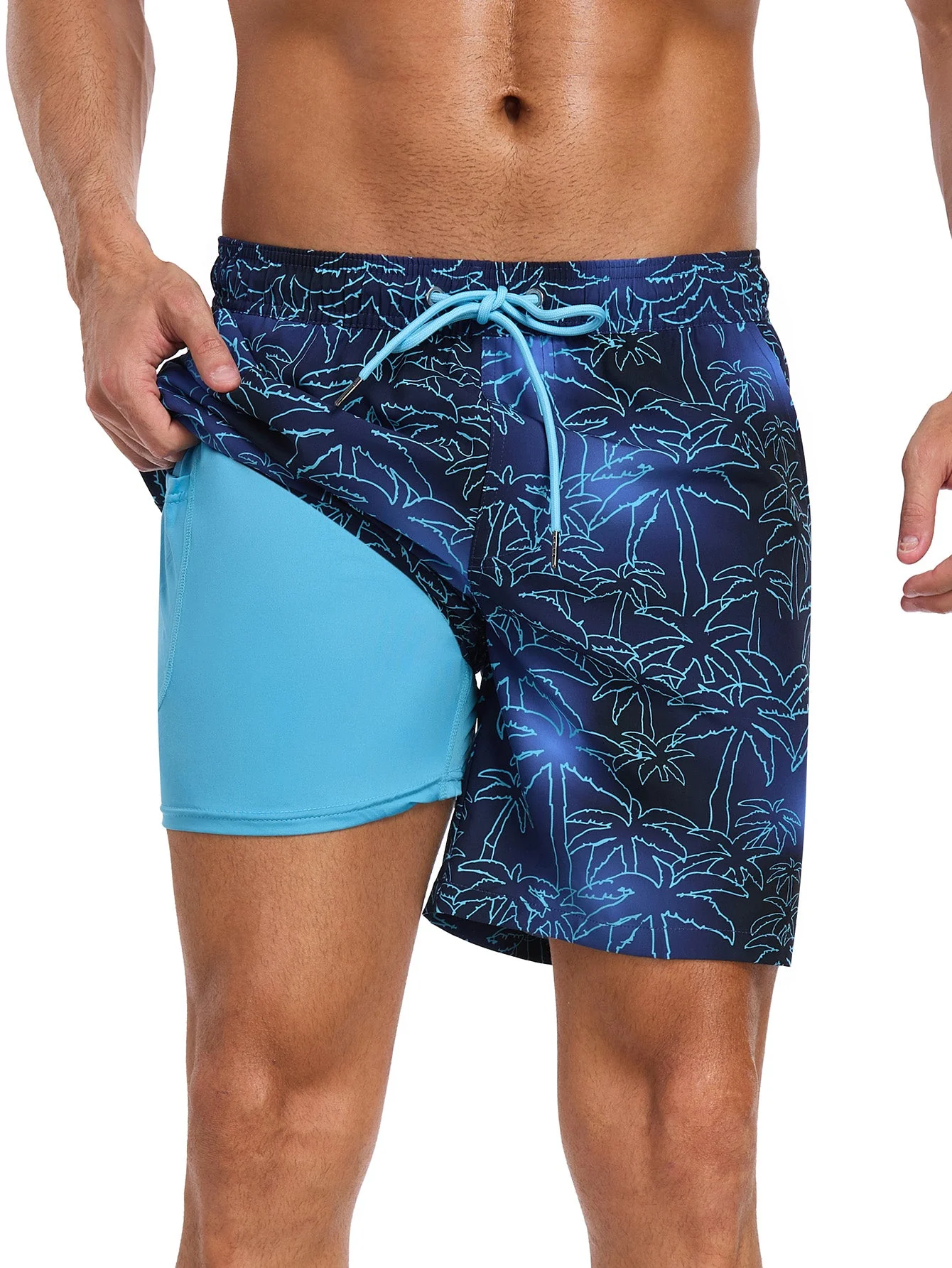 Tobías® | 2 In 1 Palm Tree Print Swim Shorts - Image 2