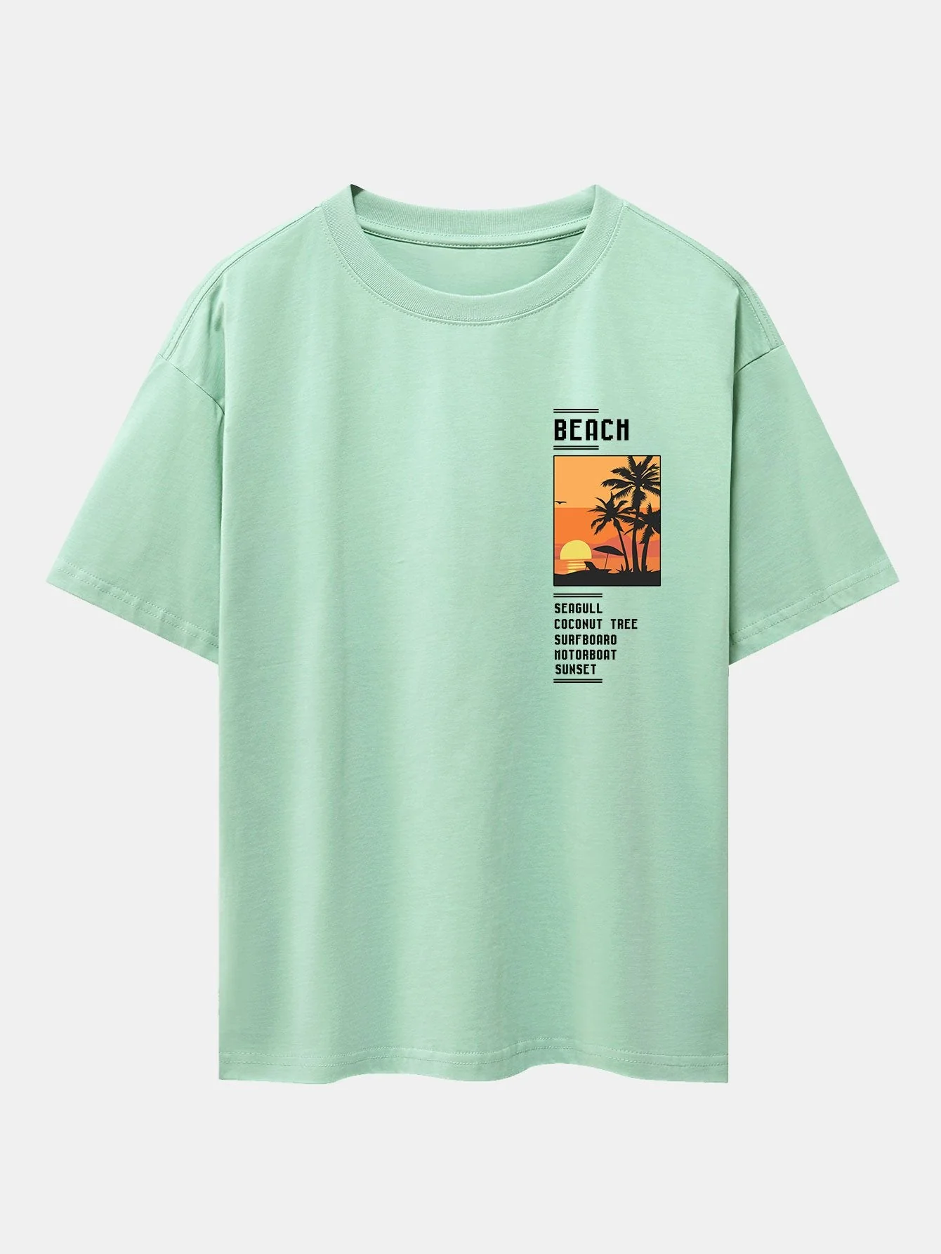Tobías® | Beach Scenery Slogan Print Drop Shoulder Oversize T-Shirt - Image 11