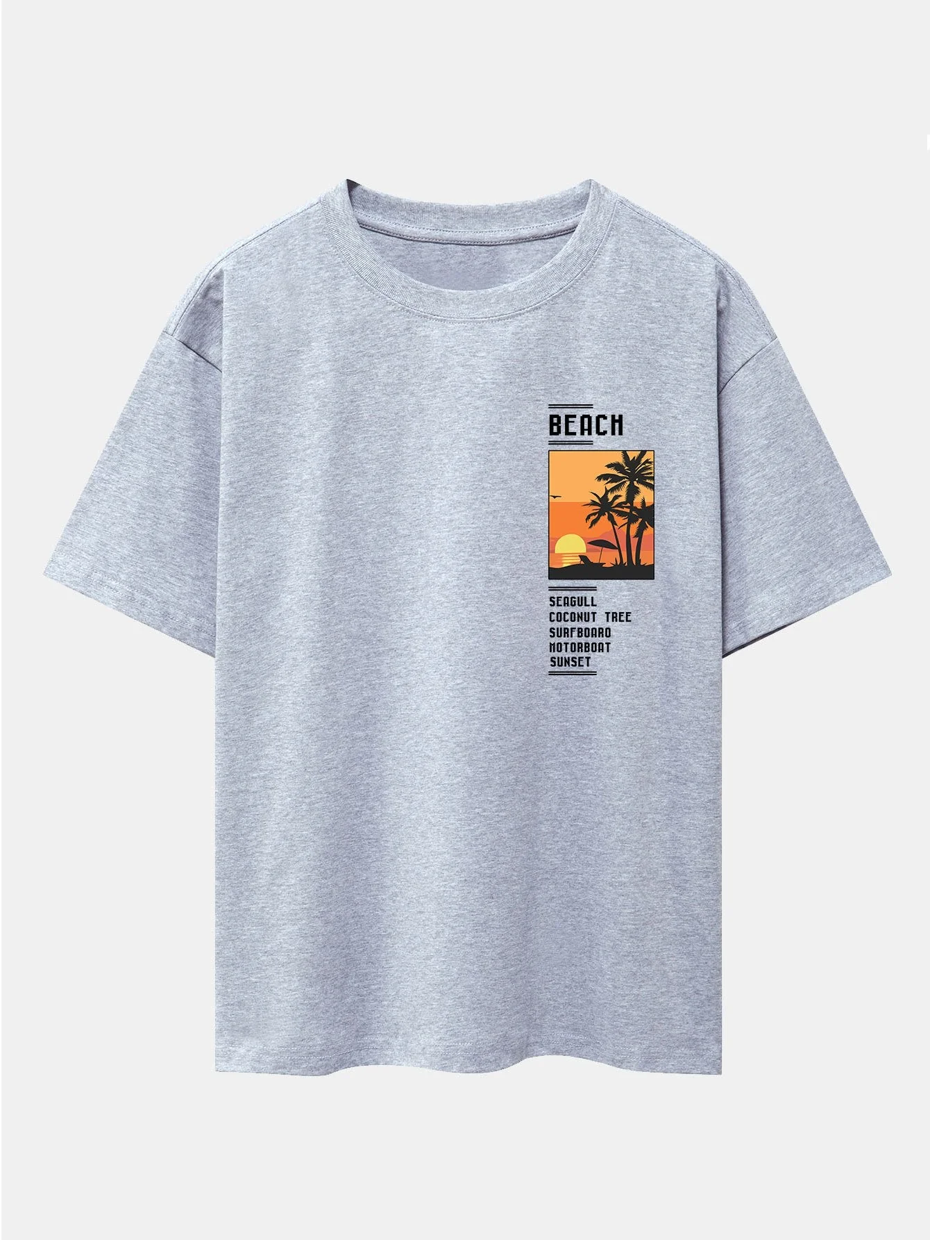 Tobías® | Beach Scenery Slogan Print Drop Shoulder Oversize T-Shirt - Image 12