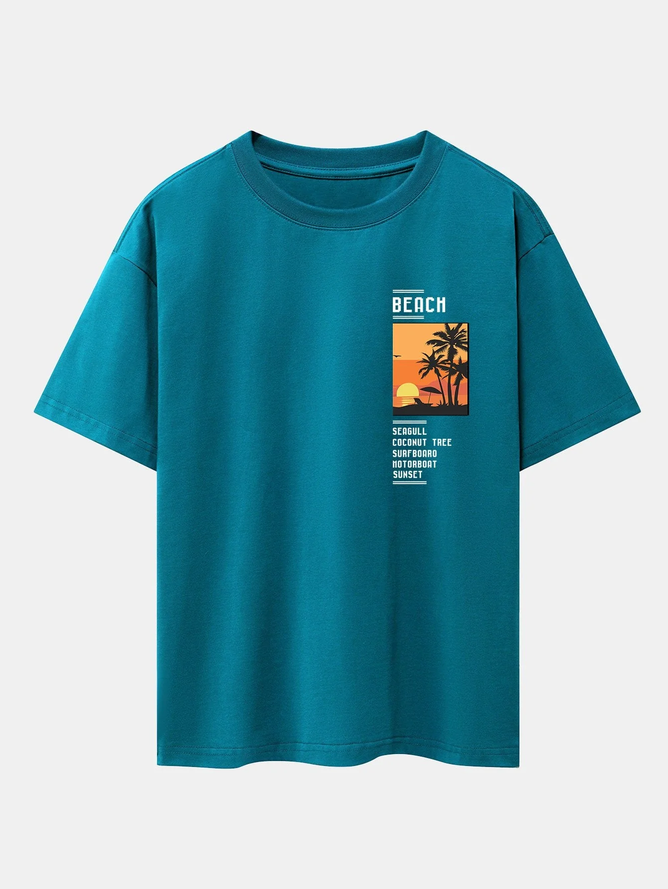 Tobías® | Beach Scenery Slogan Print Drop Shoulder Oversize T-Shirt - Image 13