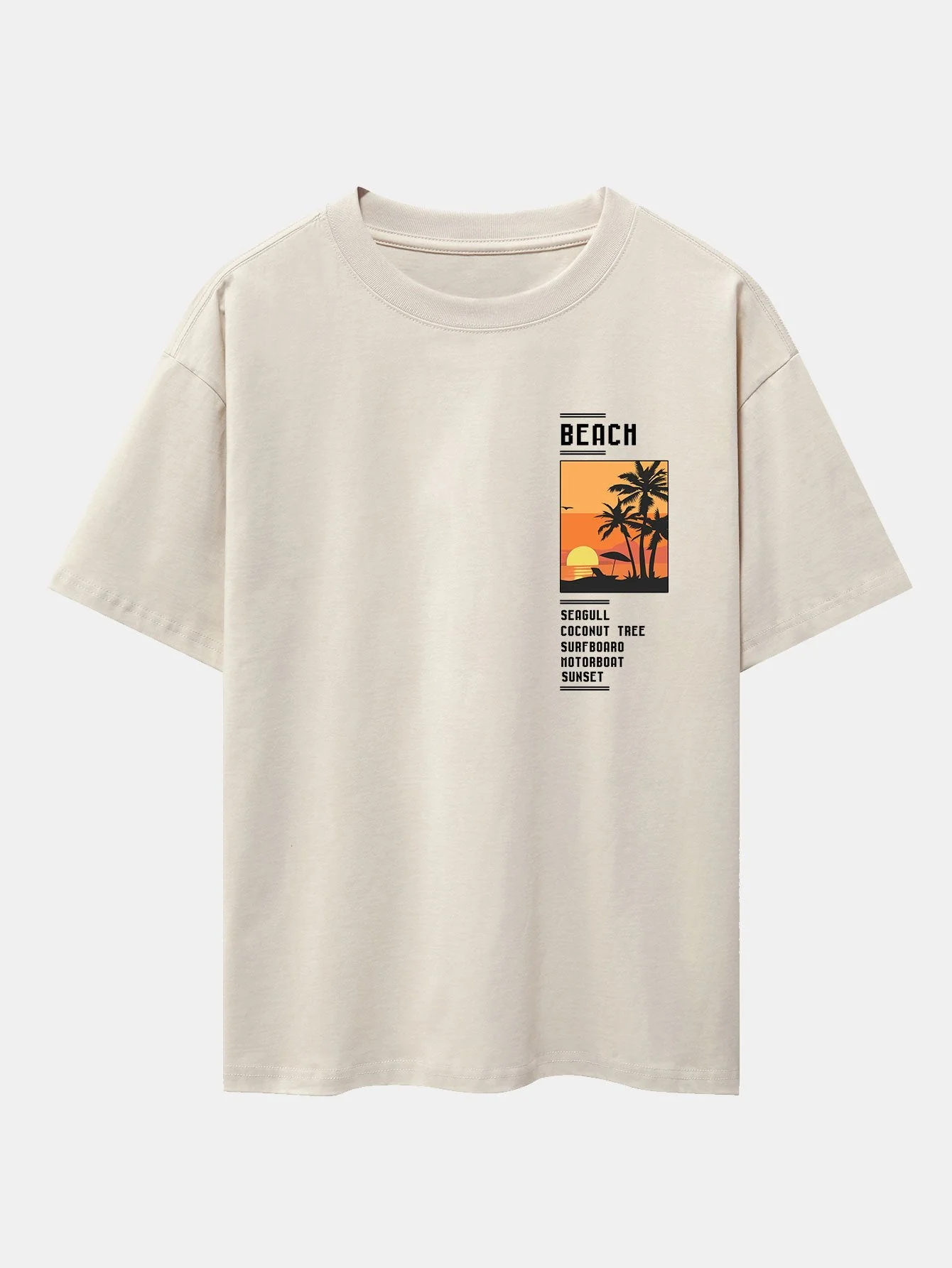 Tobías® | Beach Scenery Slogan Print Drop Shoulder Oversize T-Shirt - Image 2