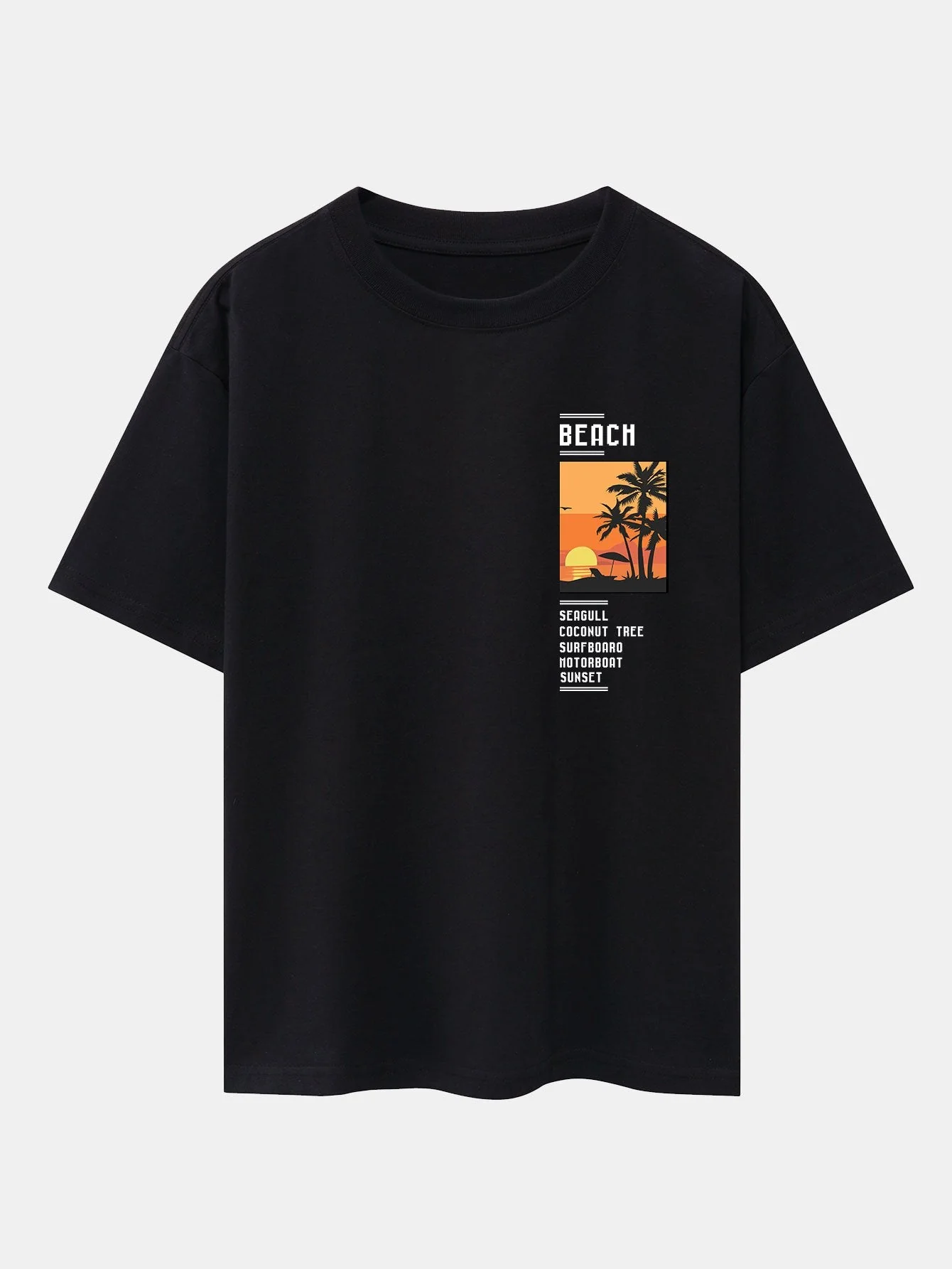 Tobías® | Beach Scenery Slogan Print Drop Shoulder Oversize T-Shirt - Image 3