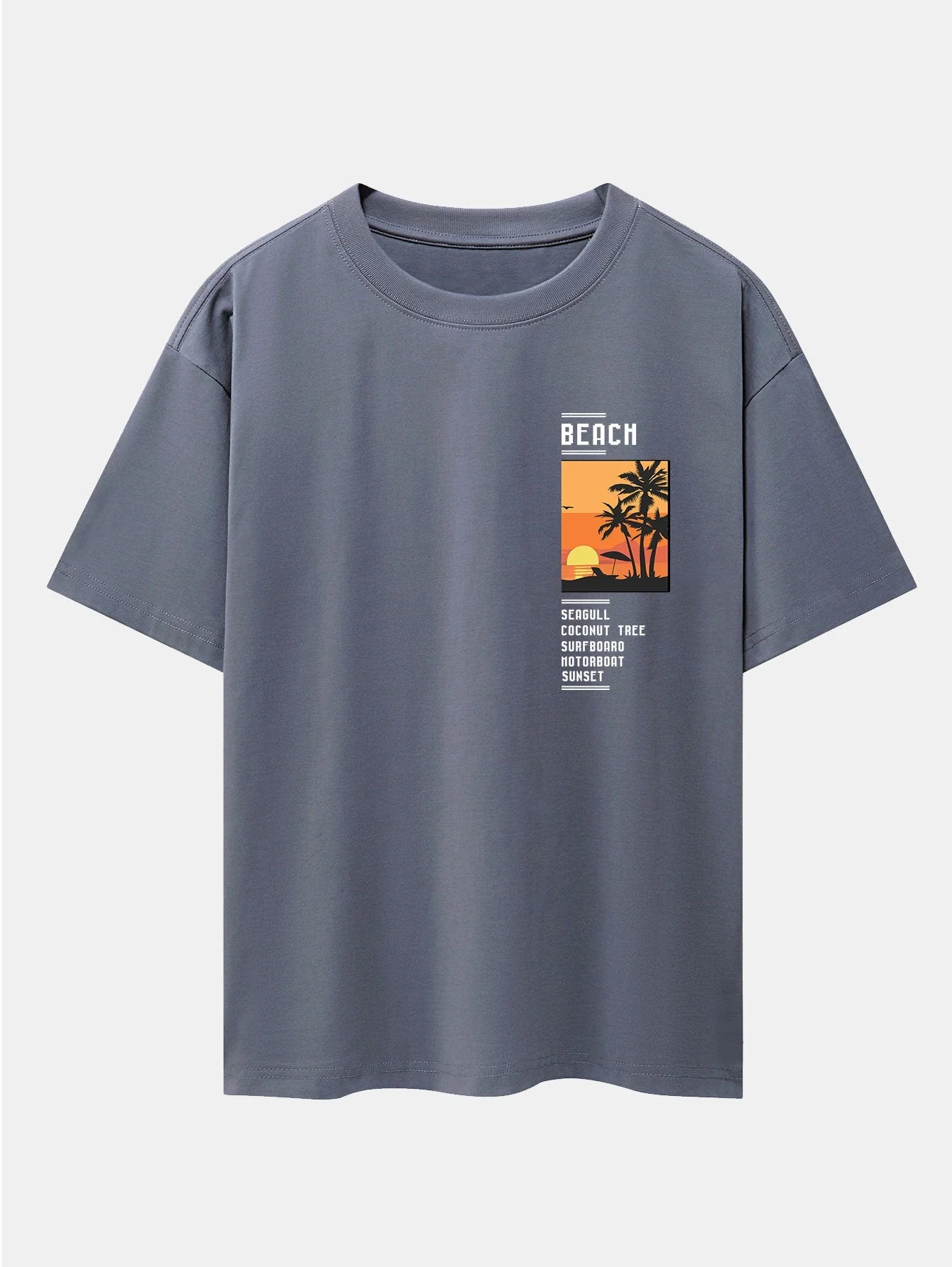 Tobías® | Beach Scenery Slogan Print Drop Shoulder Oversize T-Shirt - Image 5