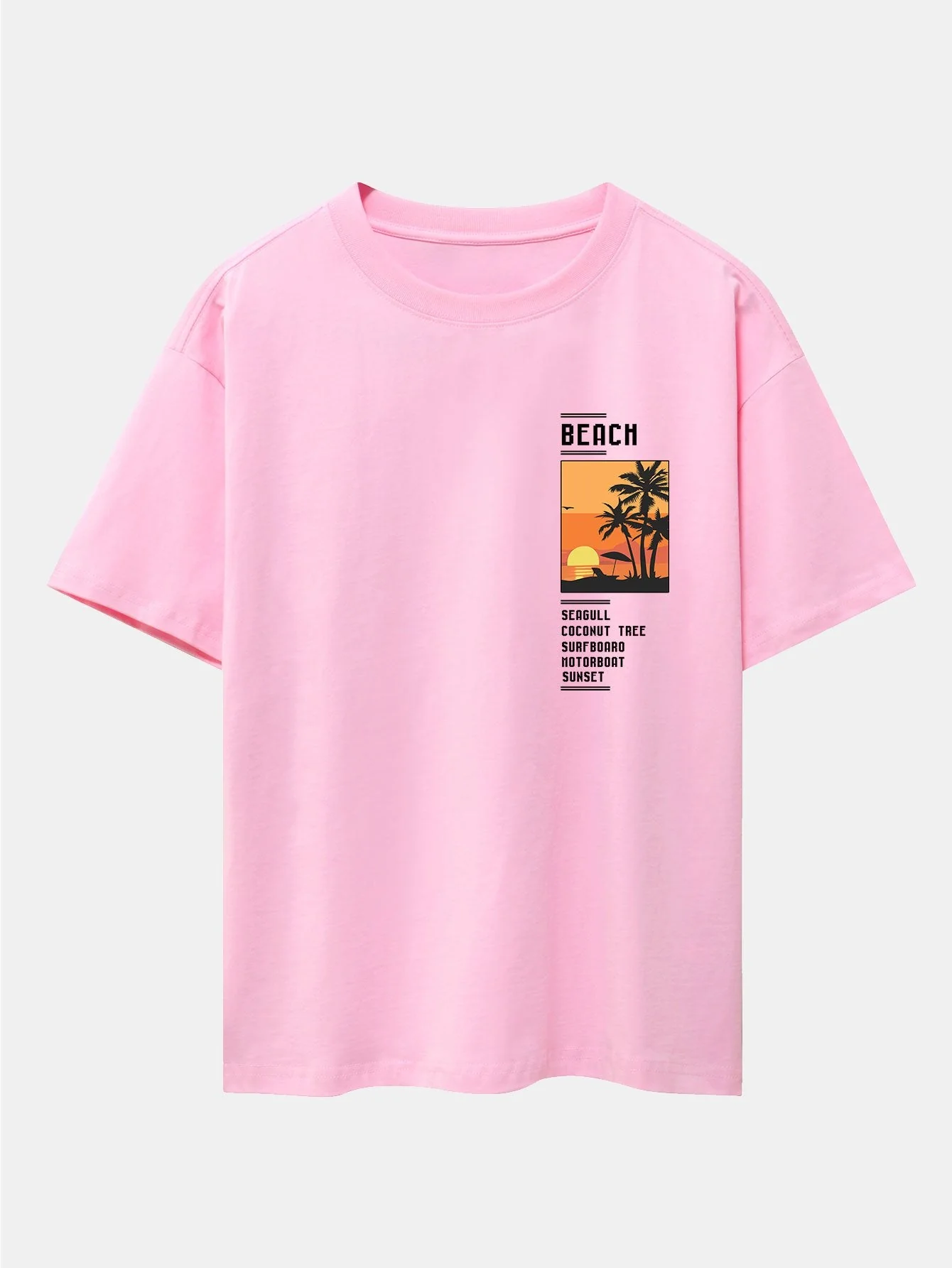 Tobías® | Beach Scenery Slogan Print Drop Shoulder Oversize T-Shirt - Image 7