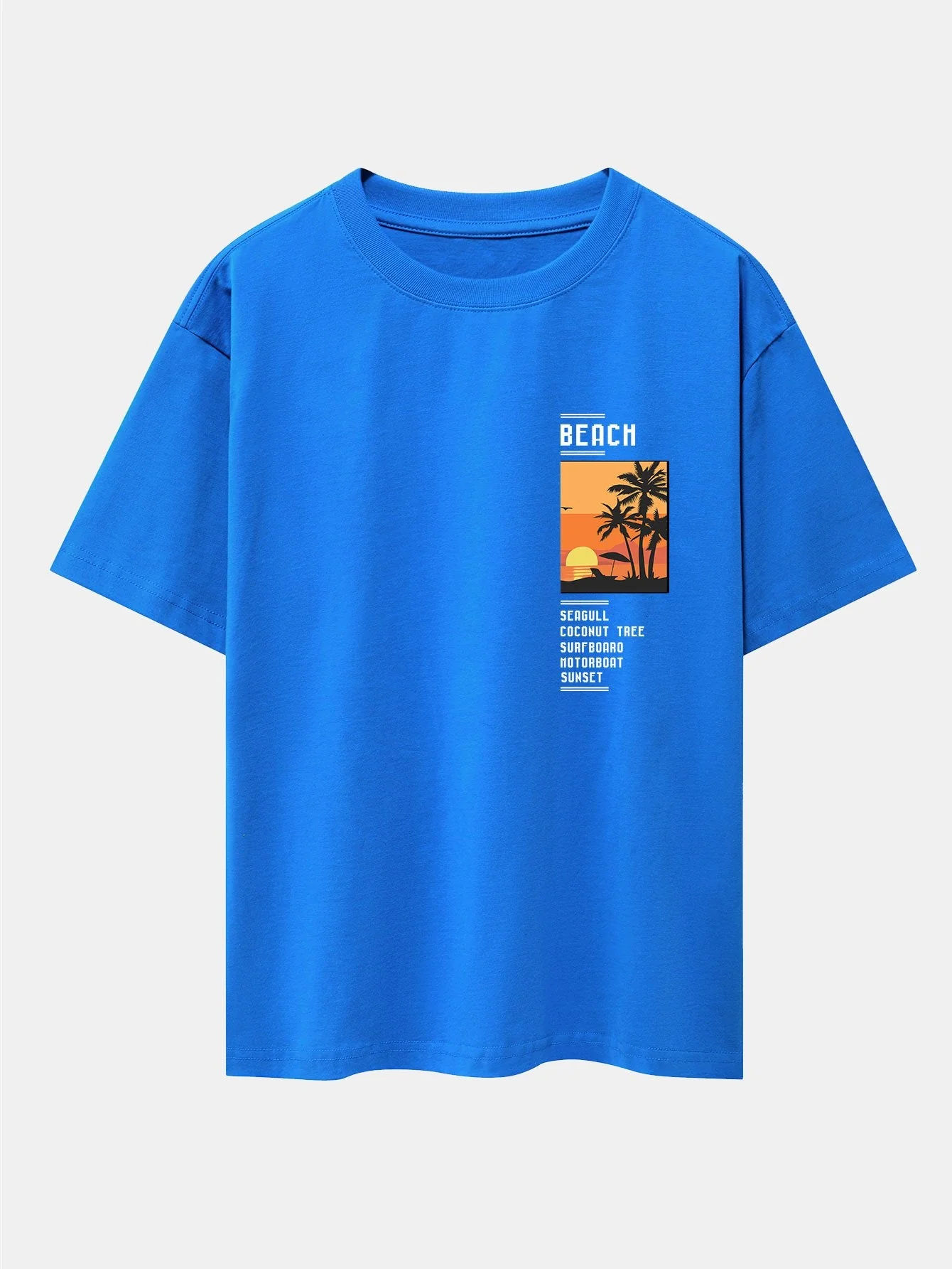 Tobías® | Beach Scenery Slogan Print Drop Shoulder Oversize T-Shirt - Image 9