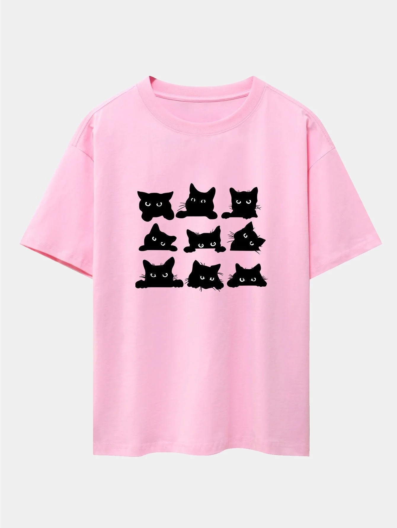 Tobías® | Black Cat Staring Print Drop Shoulder Oversize T-Shirt - Image 11