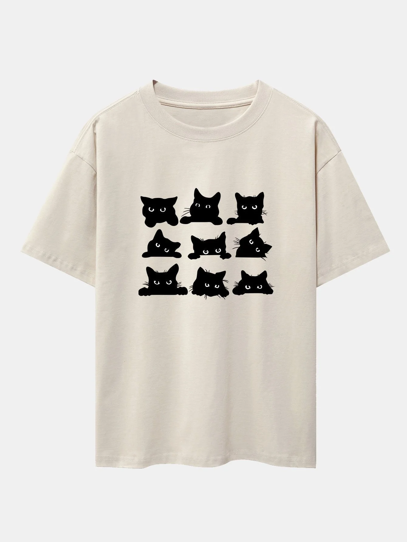 Tobías® | Black Cat Staring Print Drop Shoulder Oversize T-Shirt - Image 3