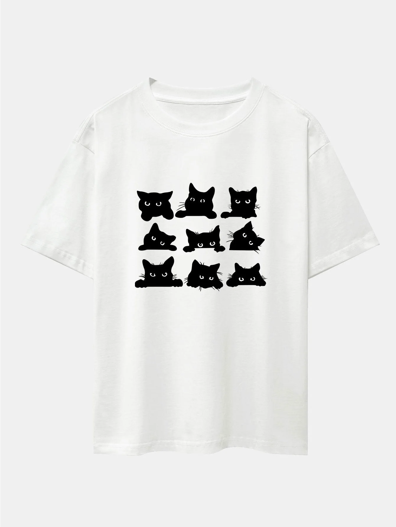 Tobías® | Black Cat Staring Print Drop Shoulder Oversize T-Shirt - Image 4